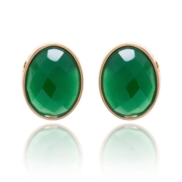 GREEN AGATE RIVERSIDE LEAF EARRING | GOLD PLATED | NYFW | BRAINSTORM JEWELRY - Brainstorm Jewelry