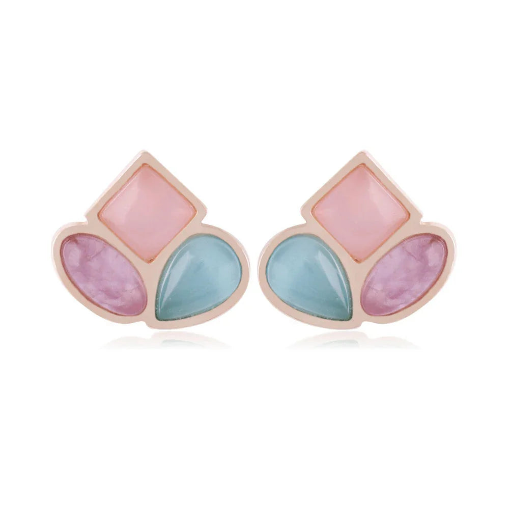 PINK, BLUE AND AMETHYST STONES OPAL EARRING | GOLD PLATED | OPULENCE | BRAINSTORM JEWELRY - Brainstorm Jewelry