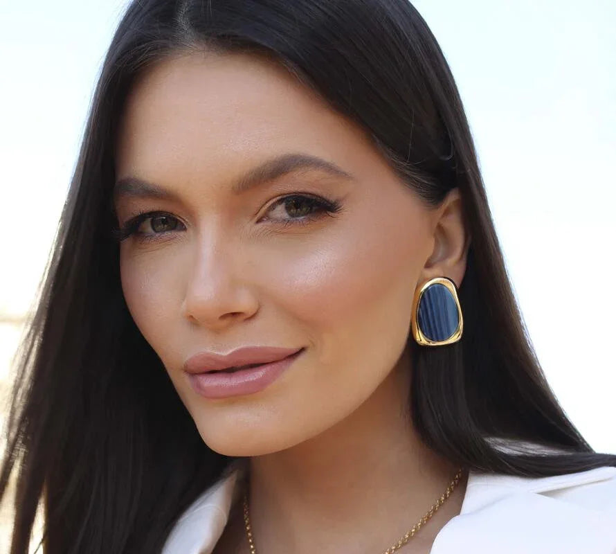 BLUE AGATE TEMPEST EARRING | GOLD PLATED | OPULENCE | BRAINSTORM JEWELRY - Brainstorm Jewelry