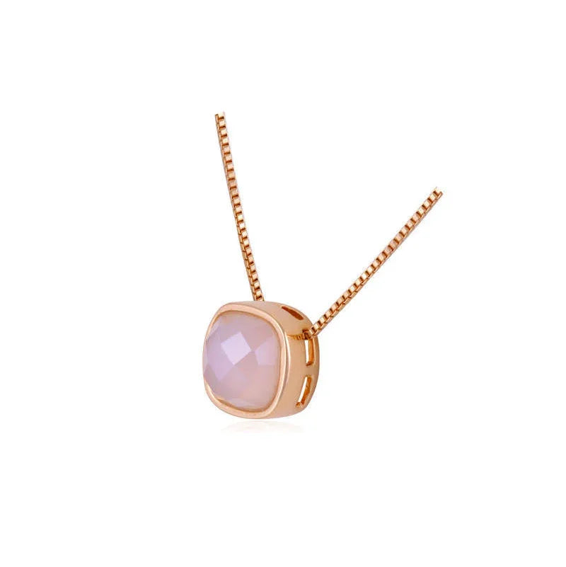 WHITE AGATE SQUARE NECKLACE | GOLD PLATED | MINIMALIST| BRAINSTORM JEWELRY - Brainstorm Jewelry