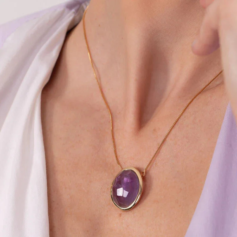 AMETHYST ASTORIA NECKLACE | GOLD PLATED | NYFW | BRAINSTORM JEWELRY - Brainstorm Jewelry