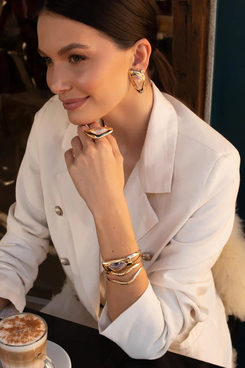ROCKY CRYSTAL ESSENCE EARRING | GOLD PLATED | NEW RADIANT RANGE | BRAINSTORM JEWELRY - Brainstorm Jewelry
