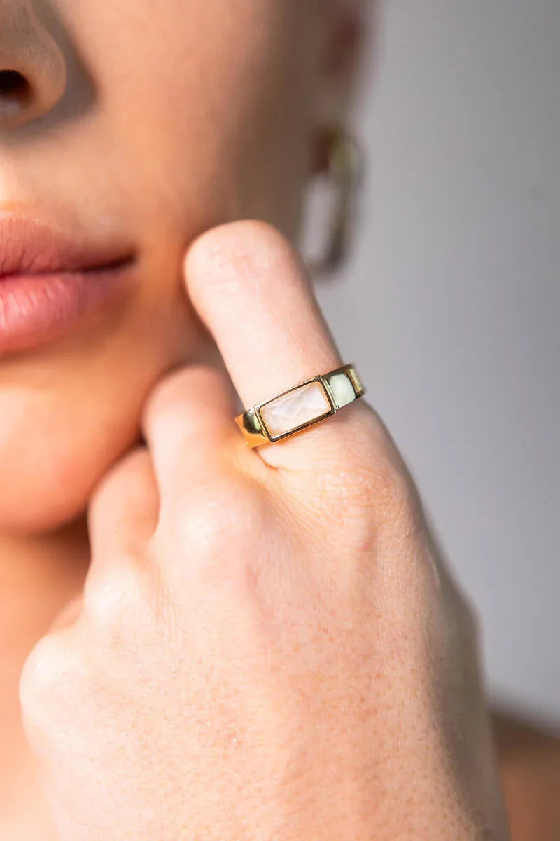 MILKY QUARTZ CHRYSLER RING | GOLD PLATED | OPULENCE | NYFW | BRAINSTORM JEWELRY - Brainstorm Jewelry