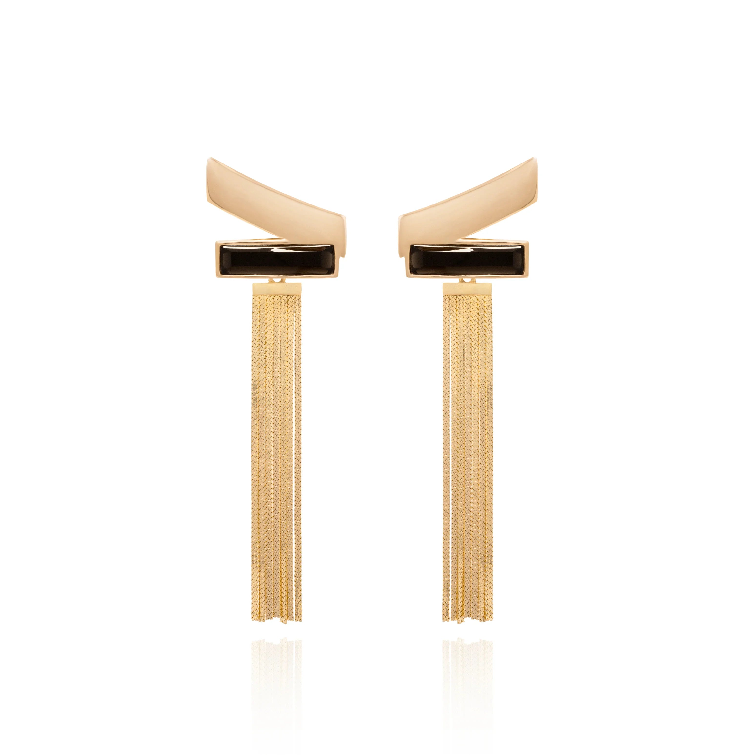 BLACK OBSIDIAN ROCKEFELLER EARRING | GOLD PLATED | NYFW | BRAINSTORM JEWELRY - Brainstorm Jewelry