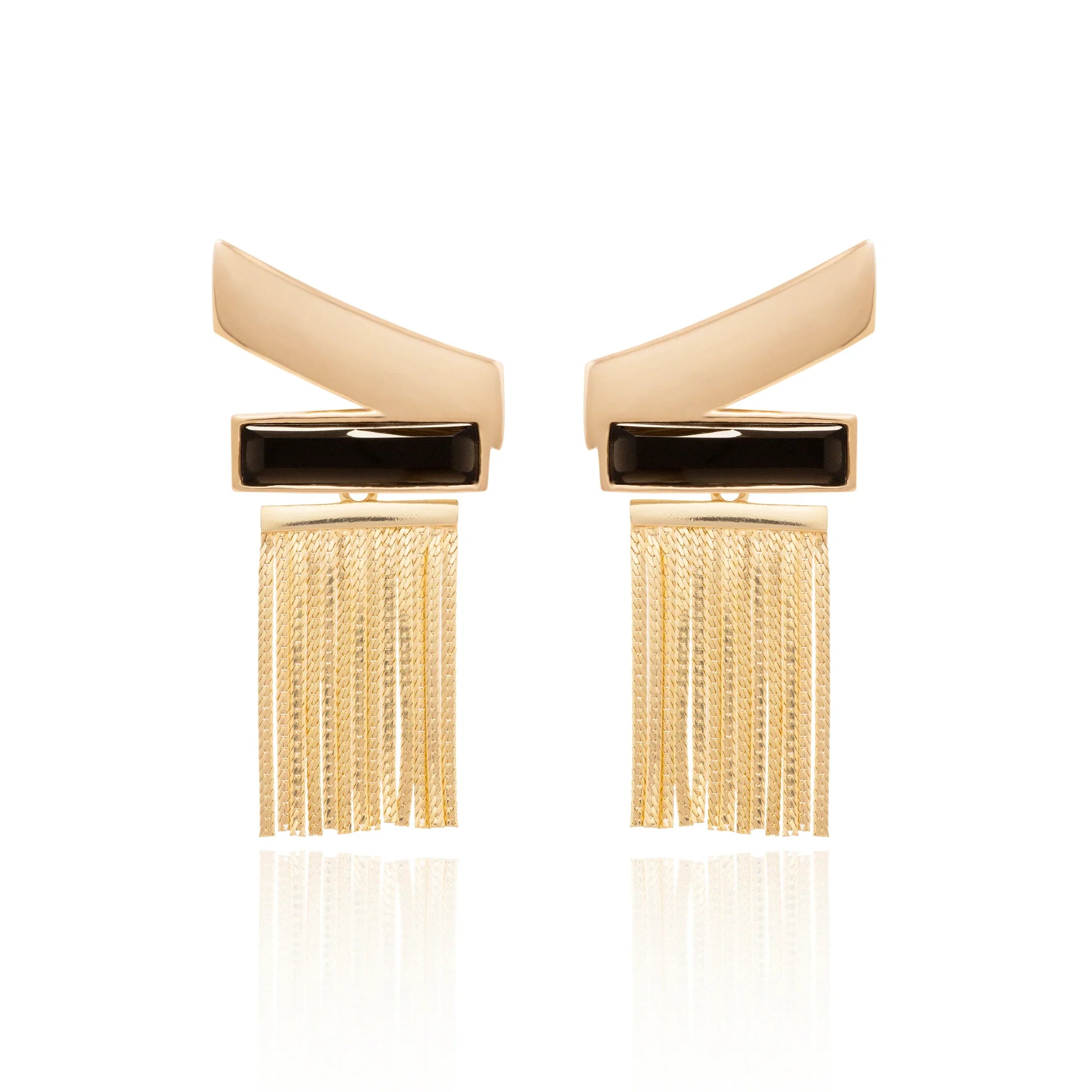 BLACK OBSIDIAN ROCKEFELLER EARRING | GOLD PLATED | NYFW | BRAINSTORM JEWELRY - Brainstorm Jewelry