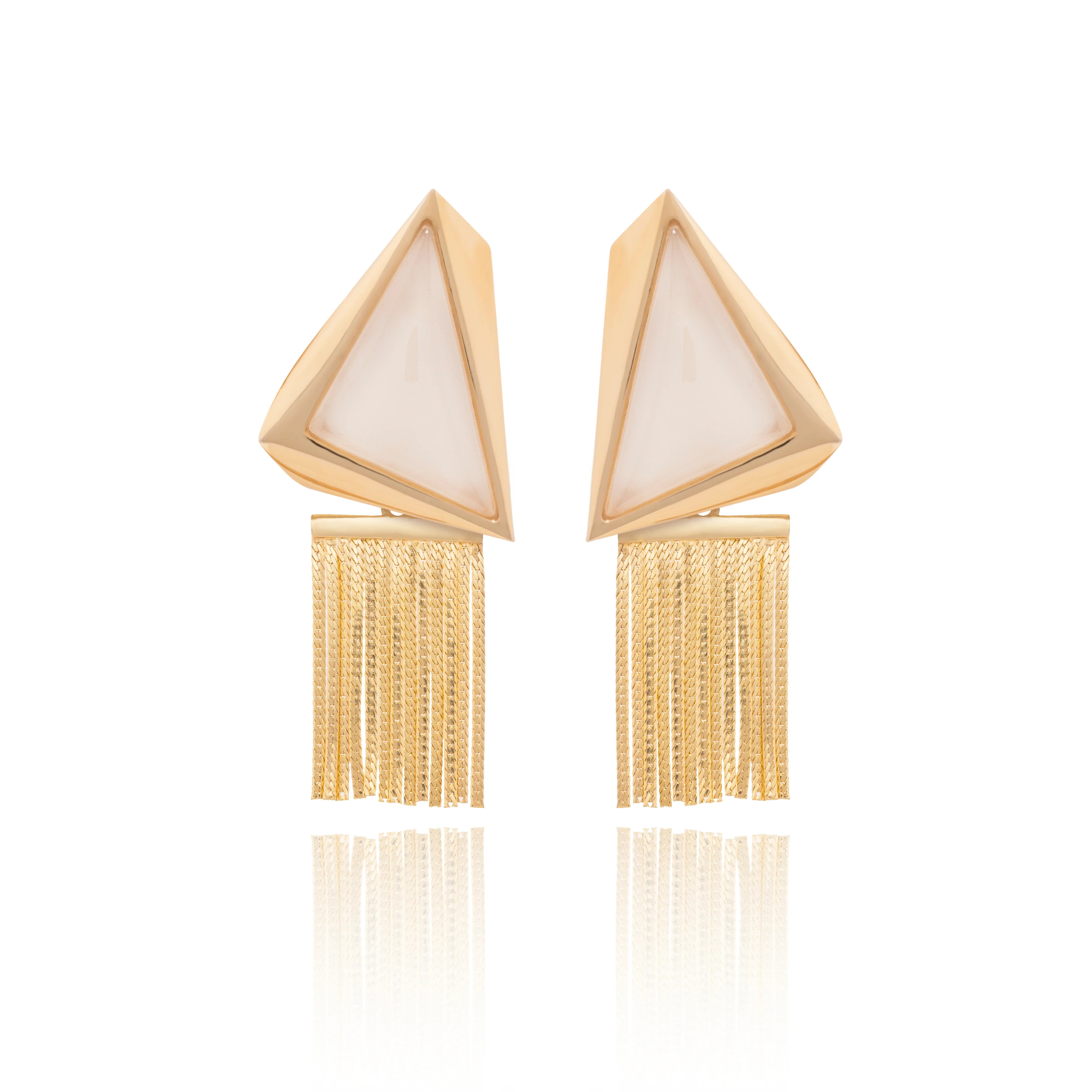 MILKY QUARTZ FIFTH AVENUE EARRING | GOLD PLATED | NYFW | BRAINSTORM JEWELRY - Brainstorm Jewelry