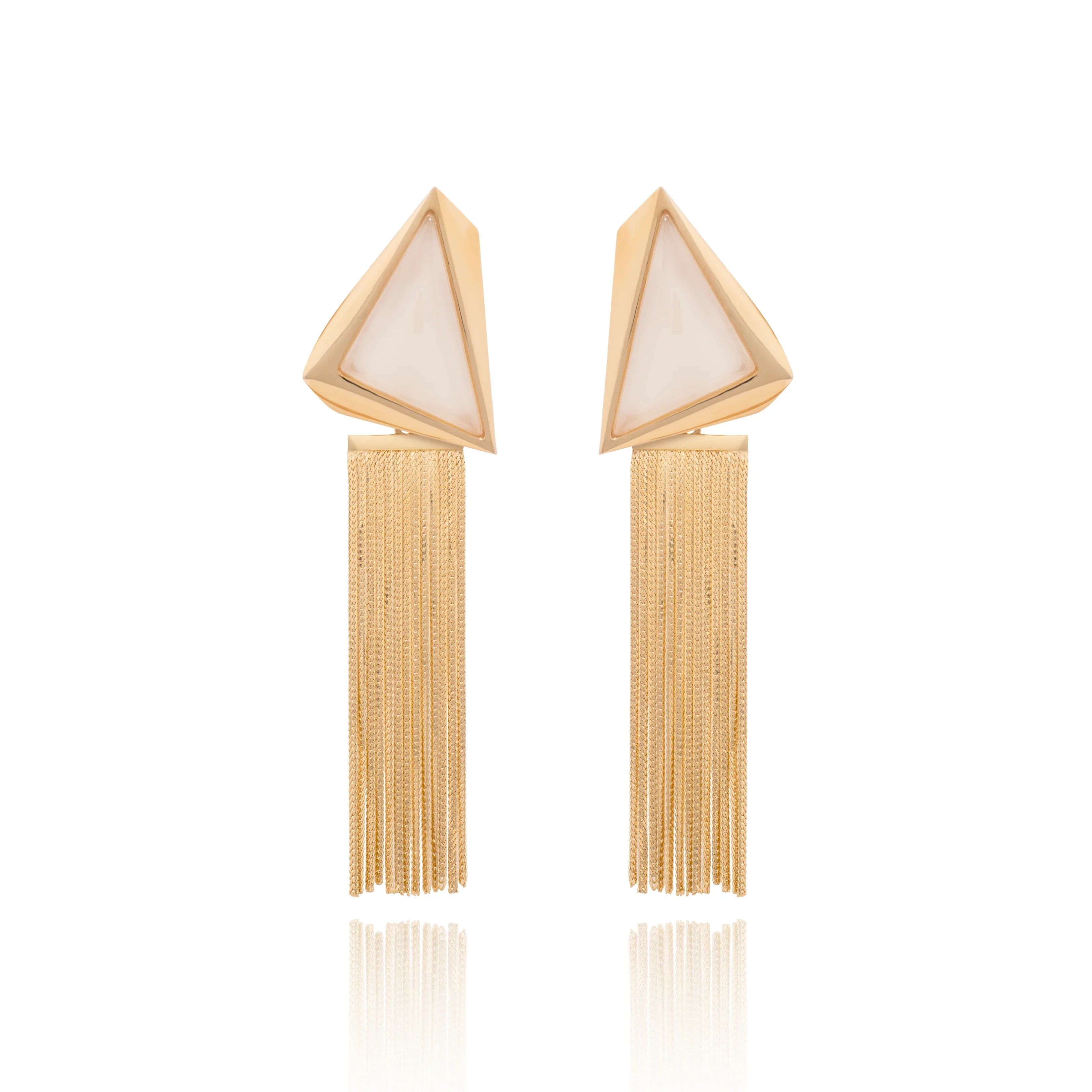 MILKY QUARTZ FIFTH AVENUE EARRING | GOLD PLATED | NYFW | BRAINSTORM JEWELRY - Brainstorm Jewelry