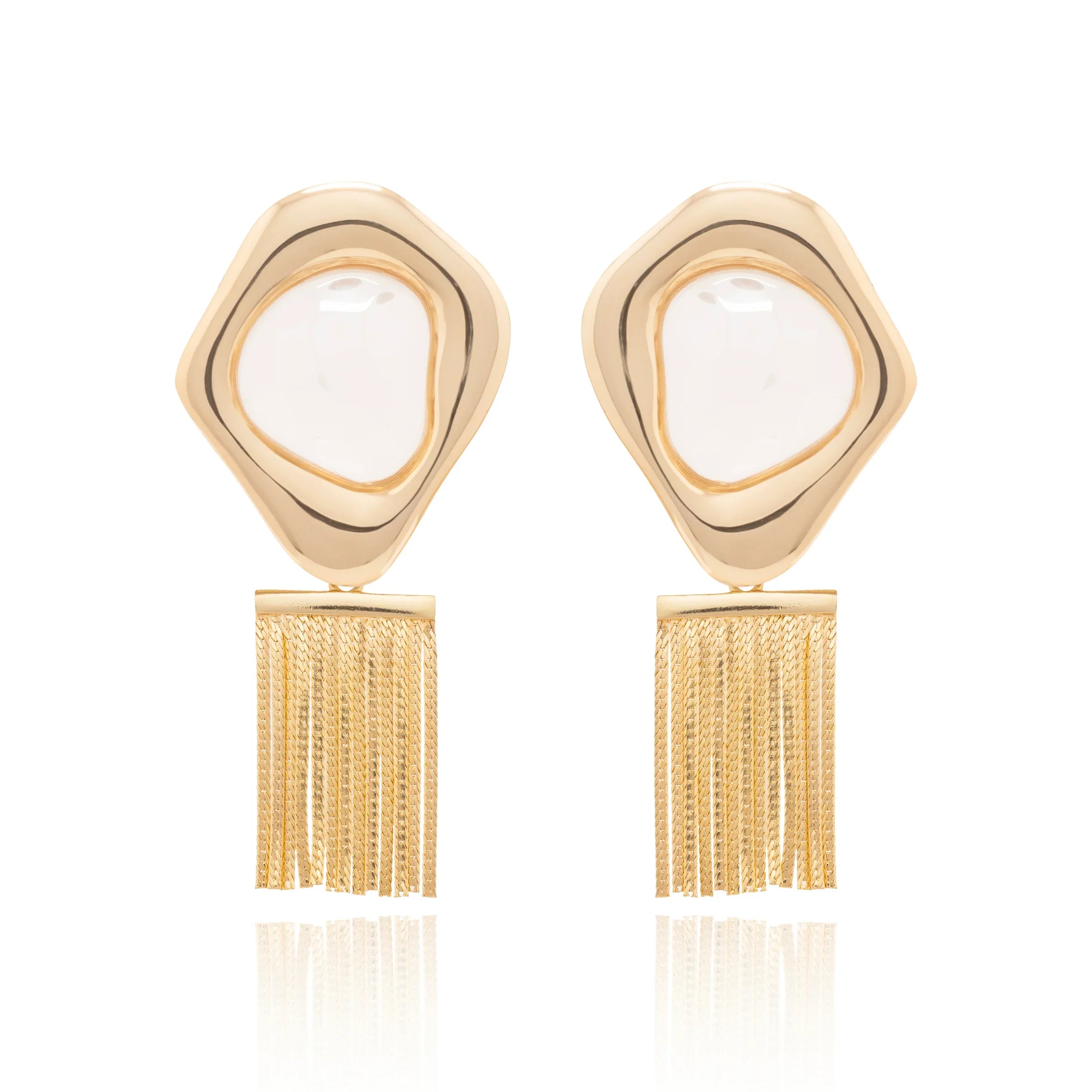 ROCKY CRYSTAL YANKEE EARRING | GOLD PLATED | NYFW | BRAINSTORM JEWELRY - Brainstorm Jewelry