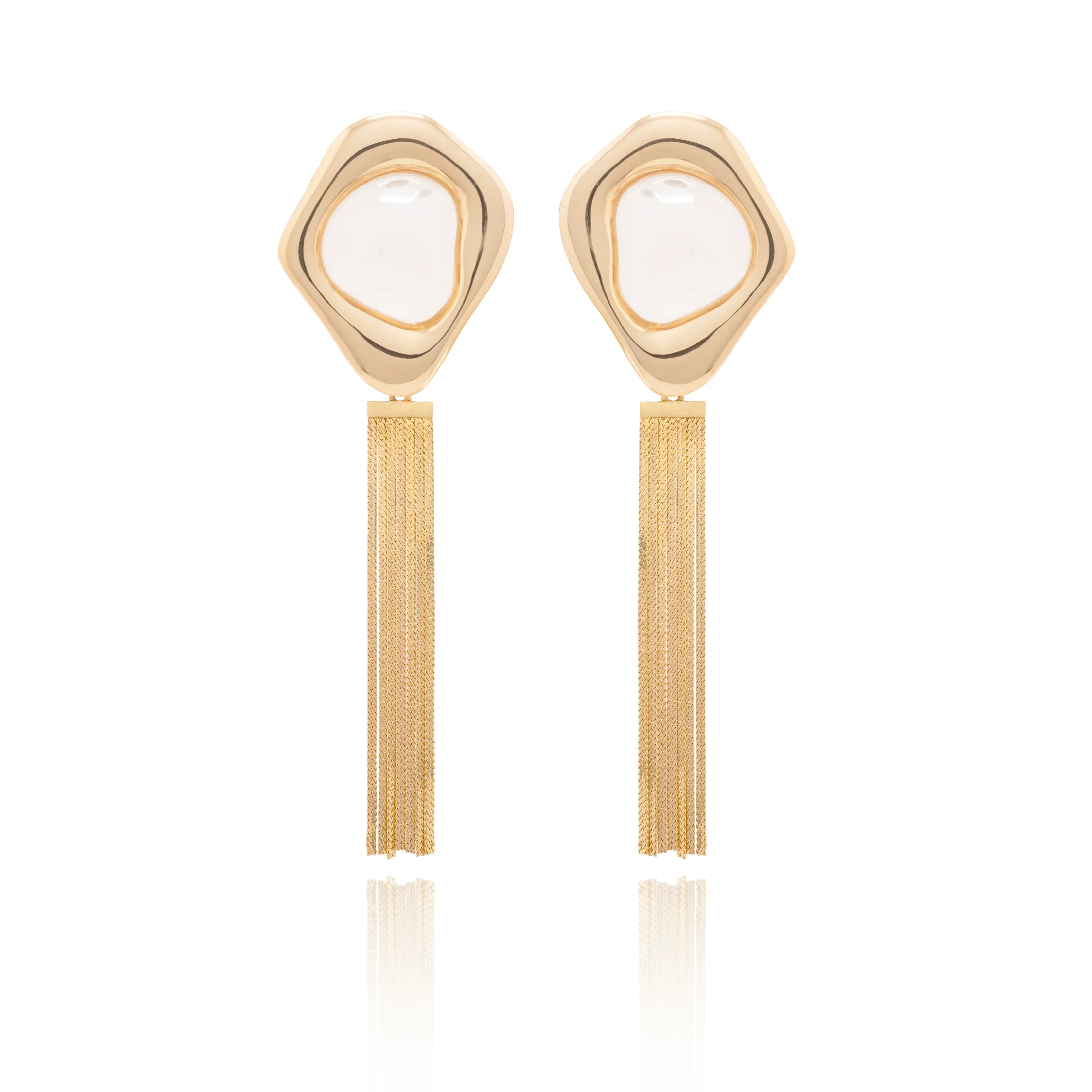 ROCKY CRYSTAL YANKEE EARRING | GOLD PLATED | NYFW | BRAINSTORM JEWELRY - Brainstorm Jewelry