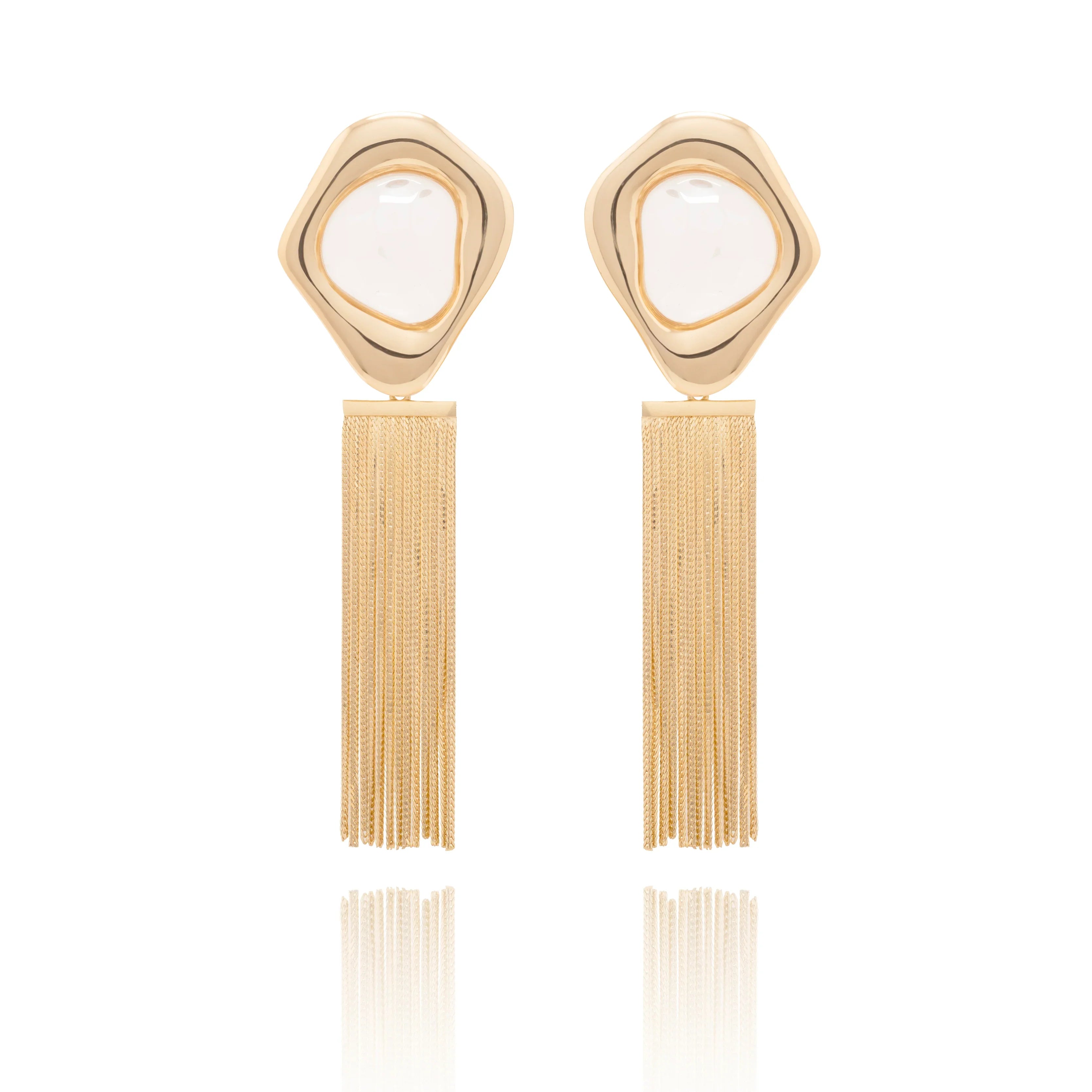 ROCKY CRYSTAL YANKEE EARRING | GOLD PLATED | NYFW | BRAINSTORM JEWELRY - Brainstorm Jewelry