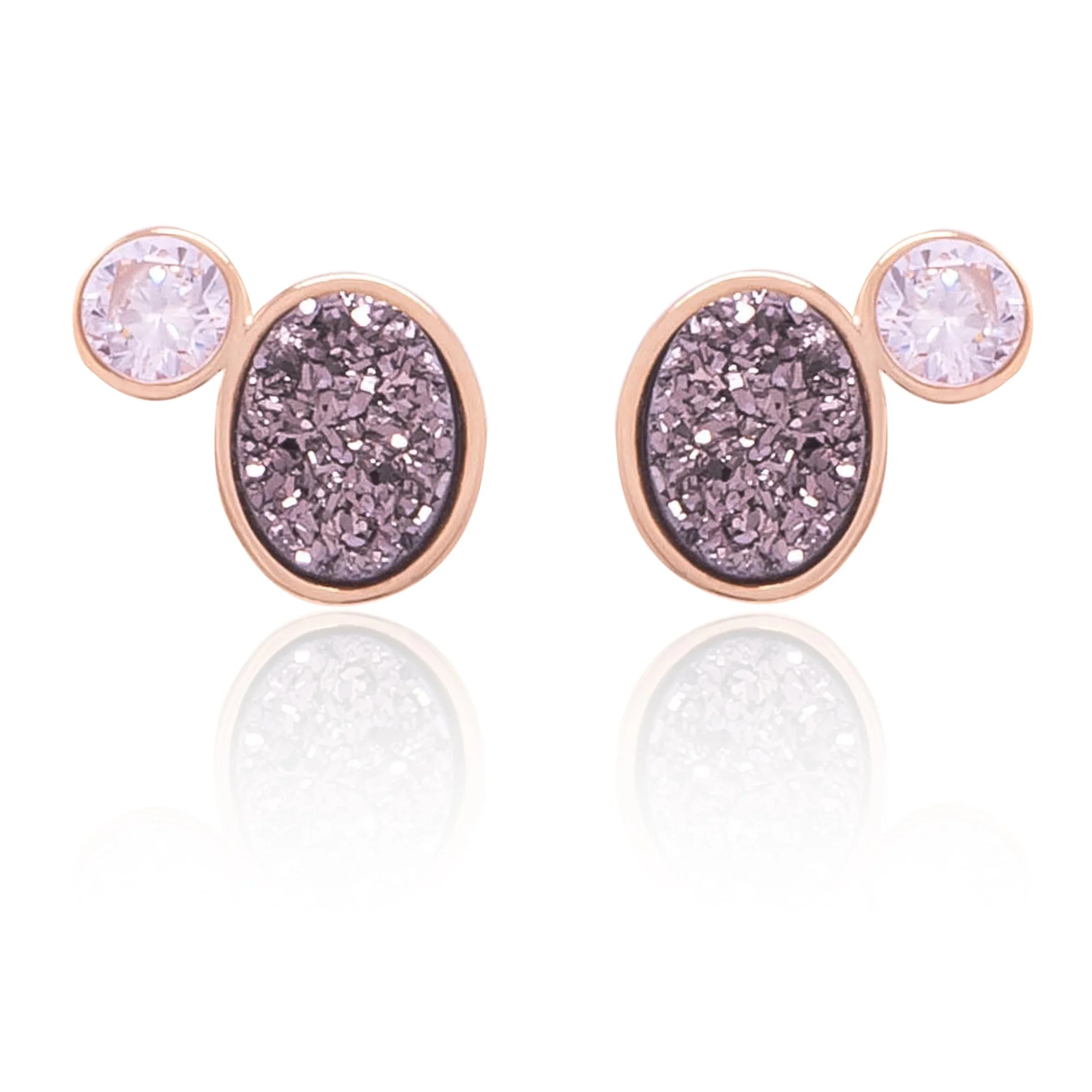 PLATINUM DRUSE LUSTRE EARRING| GOLD PLATED | MINIMALIST | BRAINSTORM JEWELRY - Brainstorm Jewelry