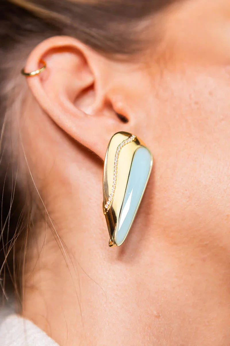 AQUAMARINE ECLAT EARRING | GOLD PLATED | OPULENCE | BRAINSTORM JEWELRY - Brainstorm Jewelry