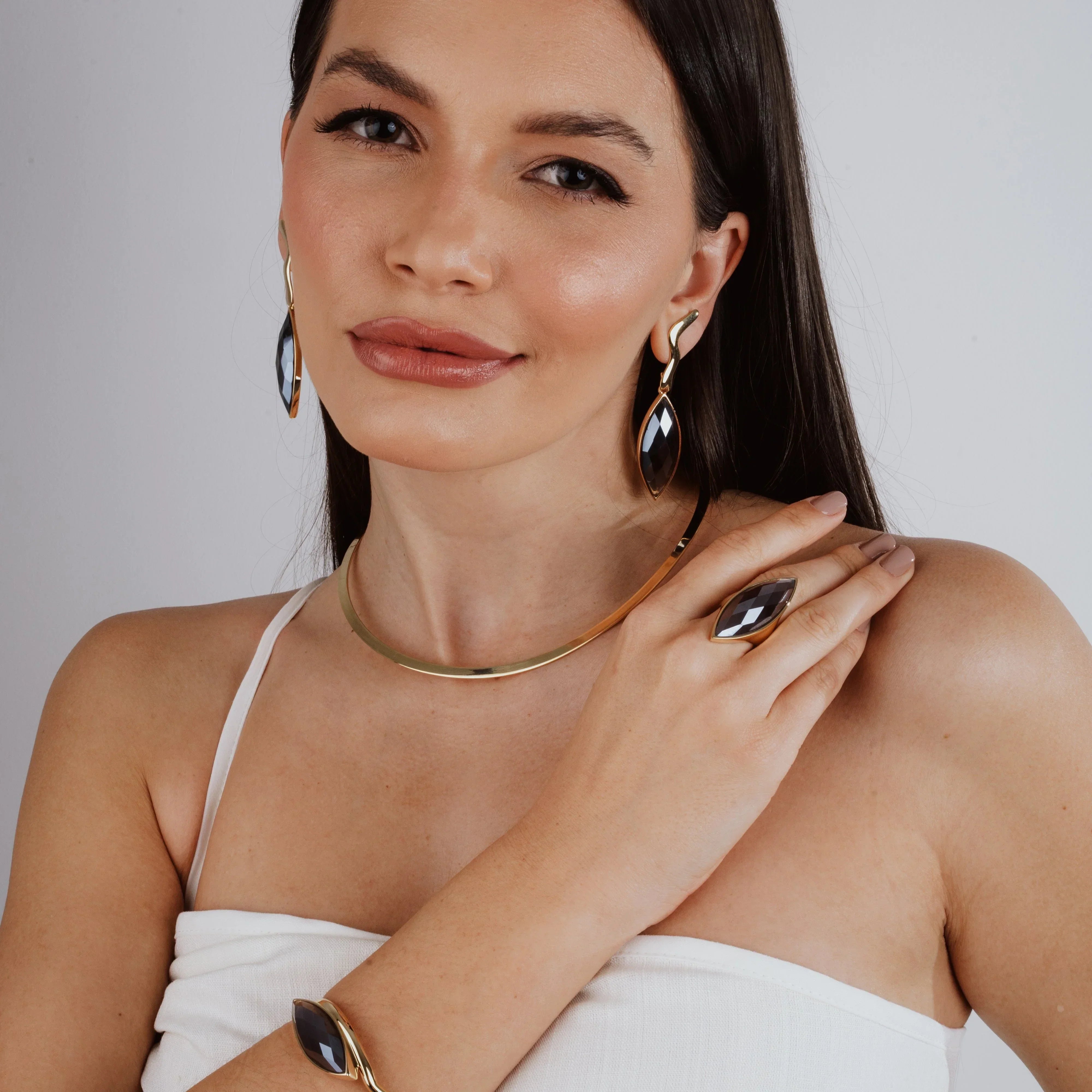 OBSIDIAN STARLIGHT EARRING | GOLD PLATED | SHINE BRIGHT | BRAINSTORM JEWELRY - Brainstorm Jewelry