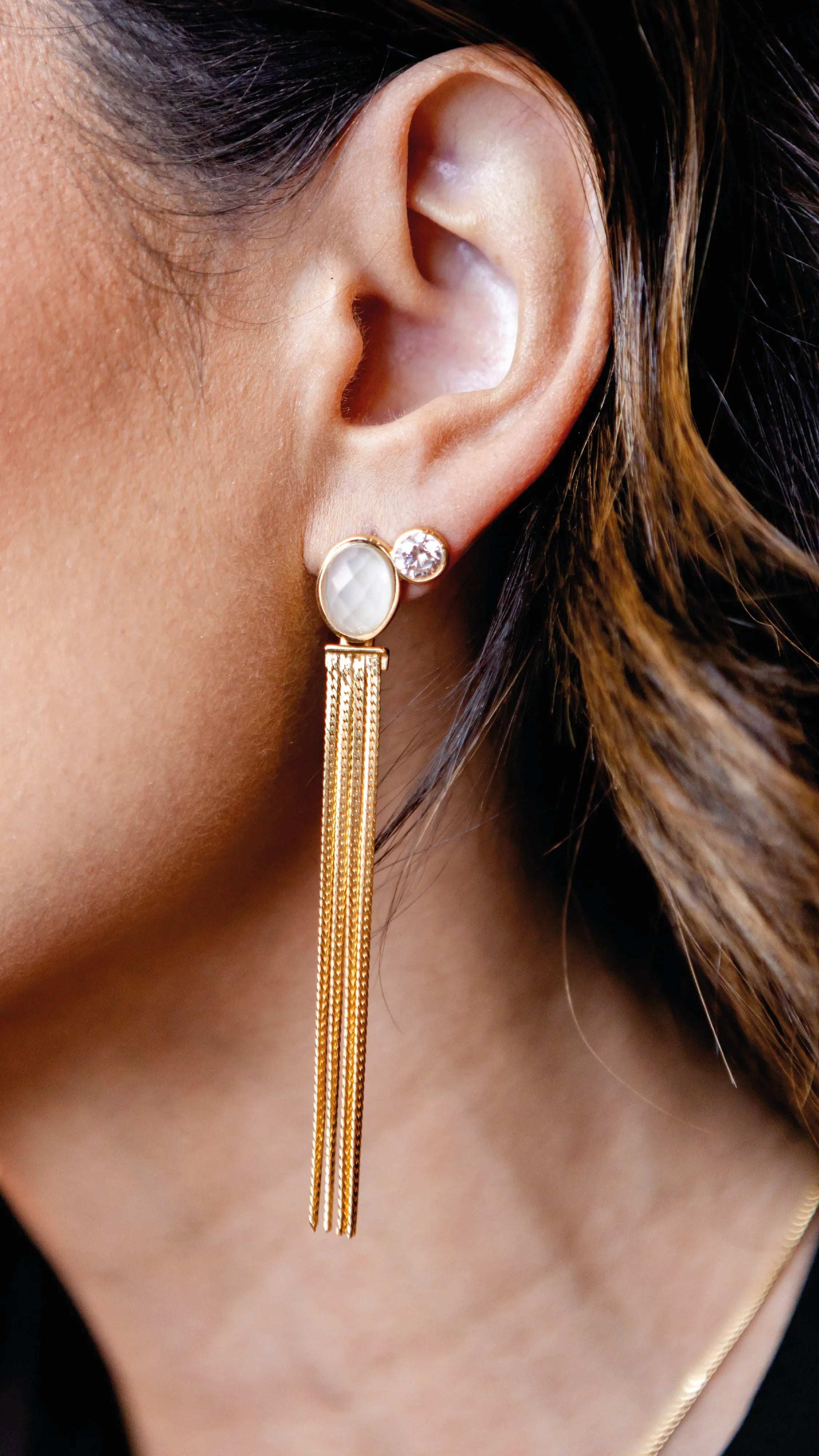 ARAGONITE QUARTZ GLOW EARRING | GOLD PLATED | MINIMALIST | BRAINSTORM JEWELRY - Brainstorm Jewelry