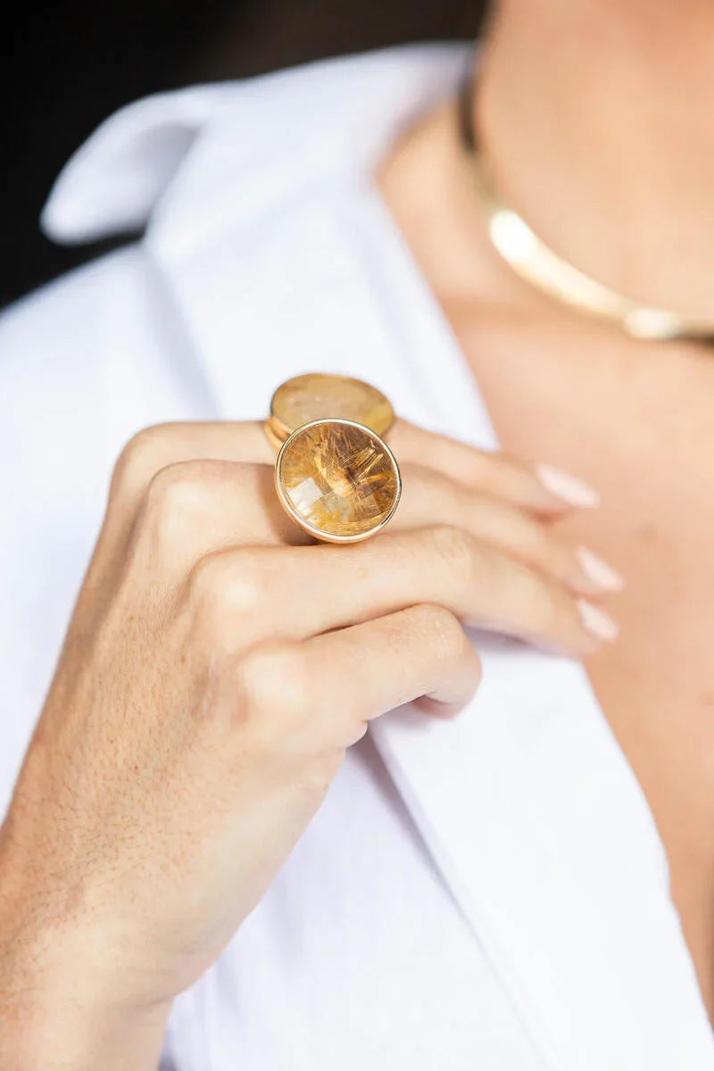 RUTILATED QUARTZ SOLACE RING | GOLD PLATED | OPULENCE | BRAINSTORM JEWELRY - Brainstorm Jewelry