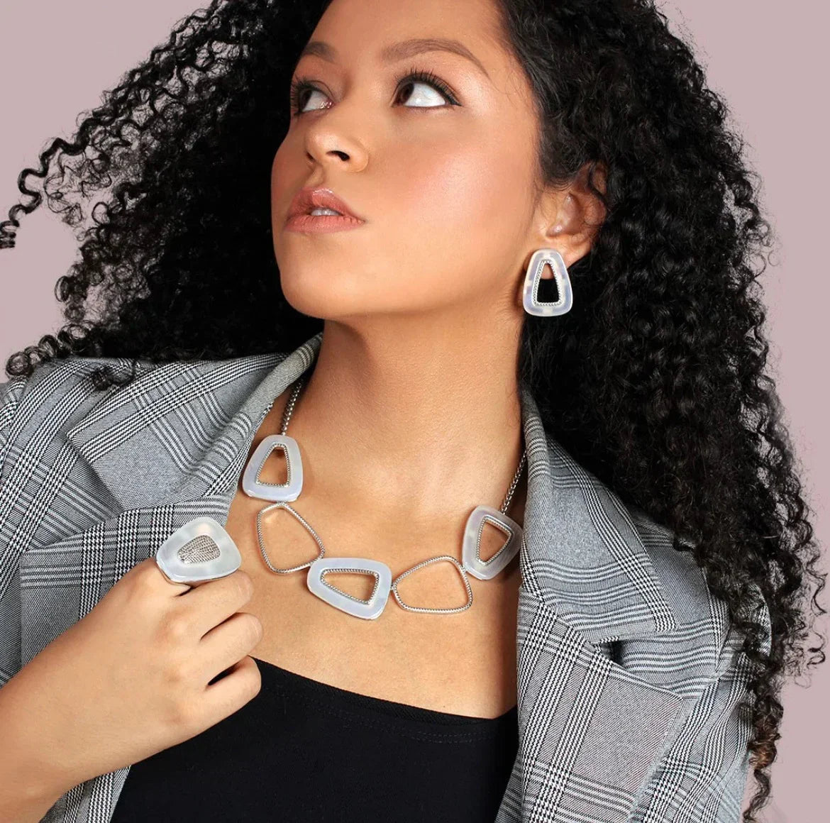 WHITE AGATE LIBERTY LUXE NECKLACE | WHITE RHODIUM | NYFW | BRAINSTORM JEWELRY - Brainstorm Jewelry
