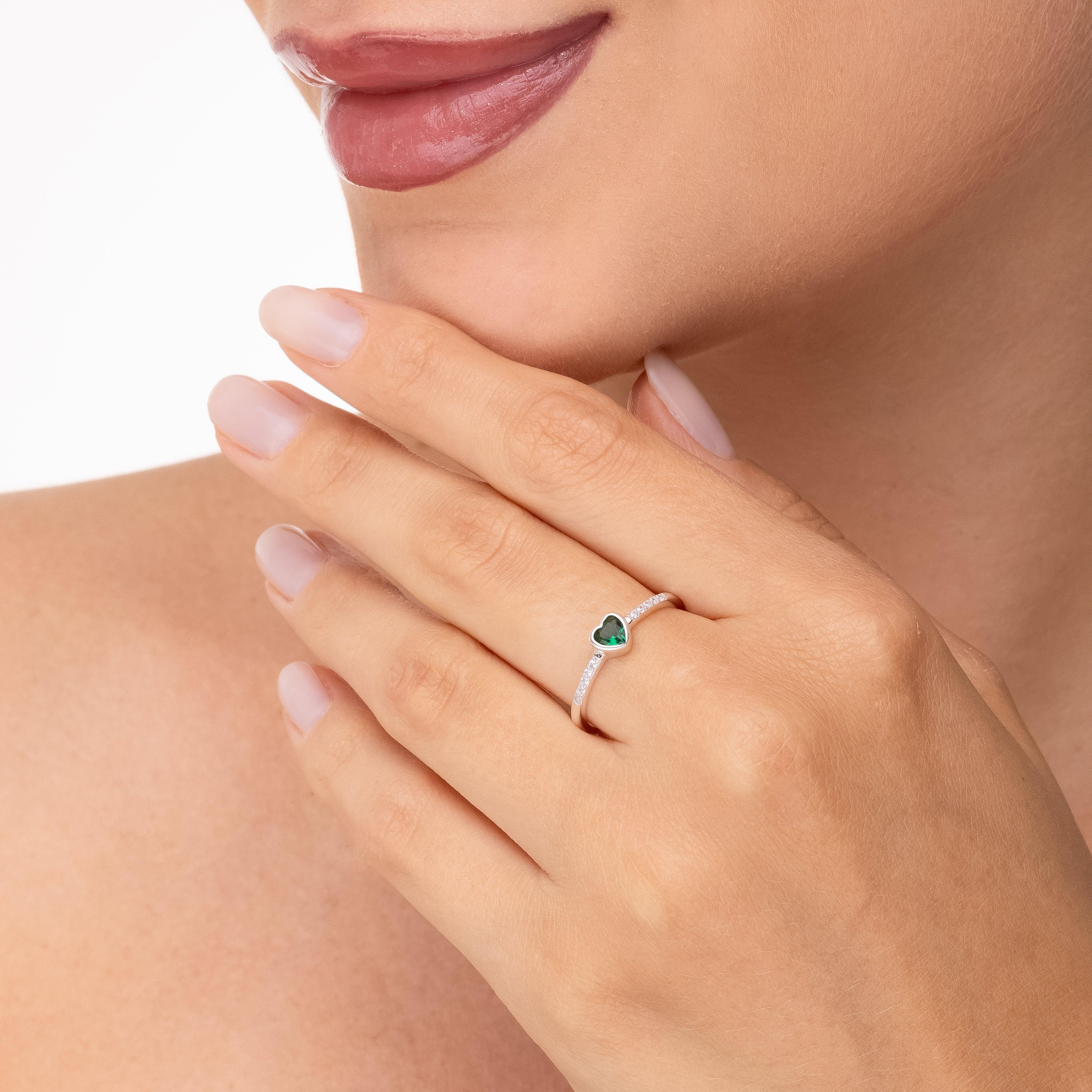 GREEN HEARTY RING | SILVER | ETERNAL LOVE COLLECTION | BRAINSTORM JEWELRY
