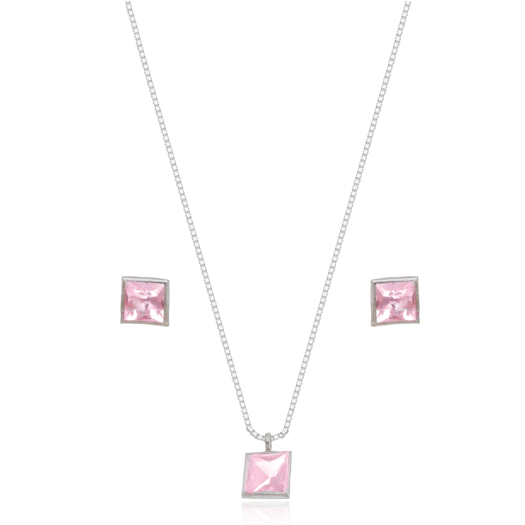 SET PINK SQUARE | SILVER | ETERNAL LOVE COLLECTION | BRAINSTORM JEWELRY