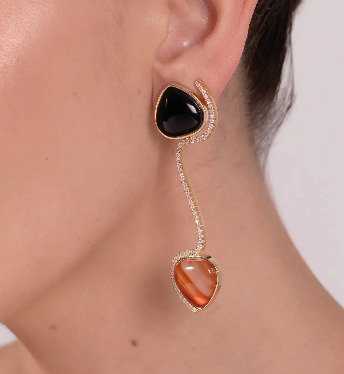 BLACK OBSIDIAN HEART EARRING | GOLD PLATED | NEW RADIANT RANGE | BRAINSTORM JEWELRY - Brainstorm Jewelry