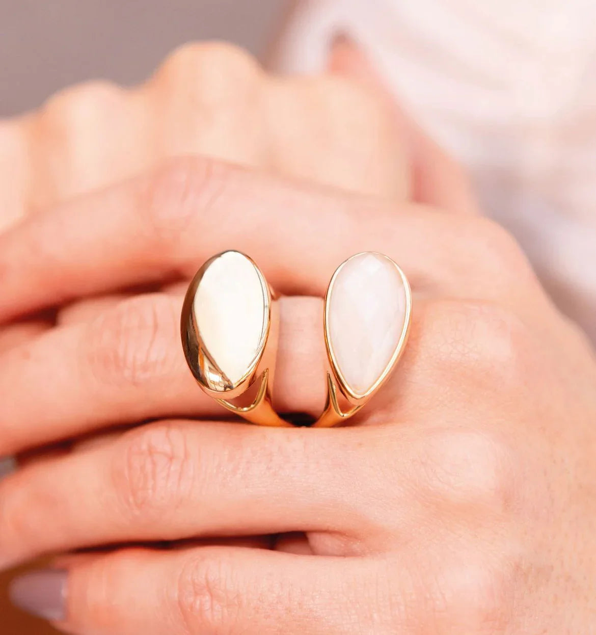 MILKY QUARTZ URBAN OASIS RING | GOLD PLATED | OPULENCE | BRAINSTORM JEWELRY NYFW | BRAINSTORM JEWELRY - Brainstorm Jewelry