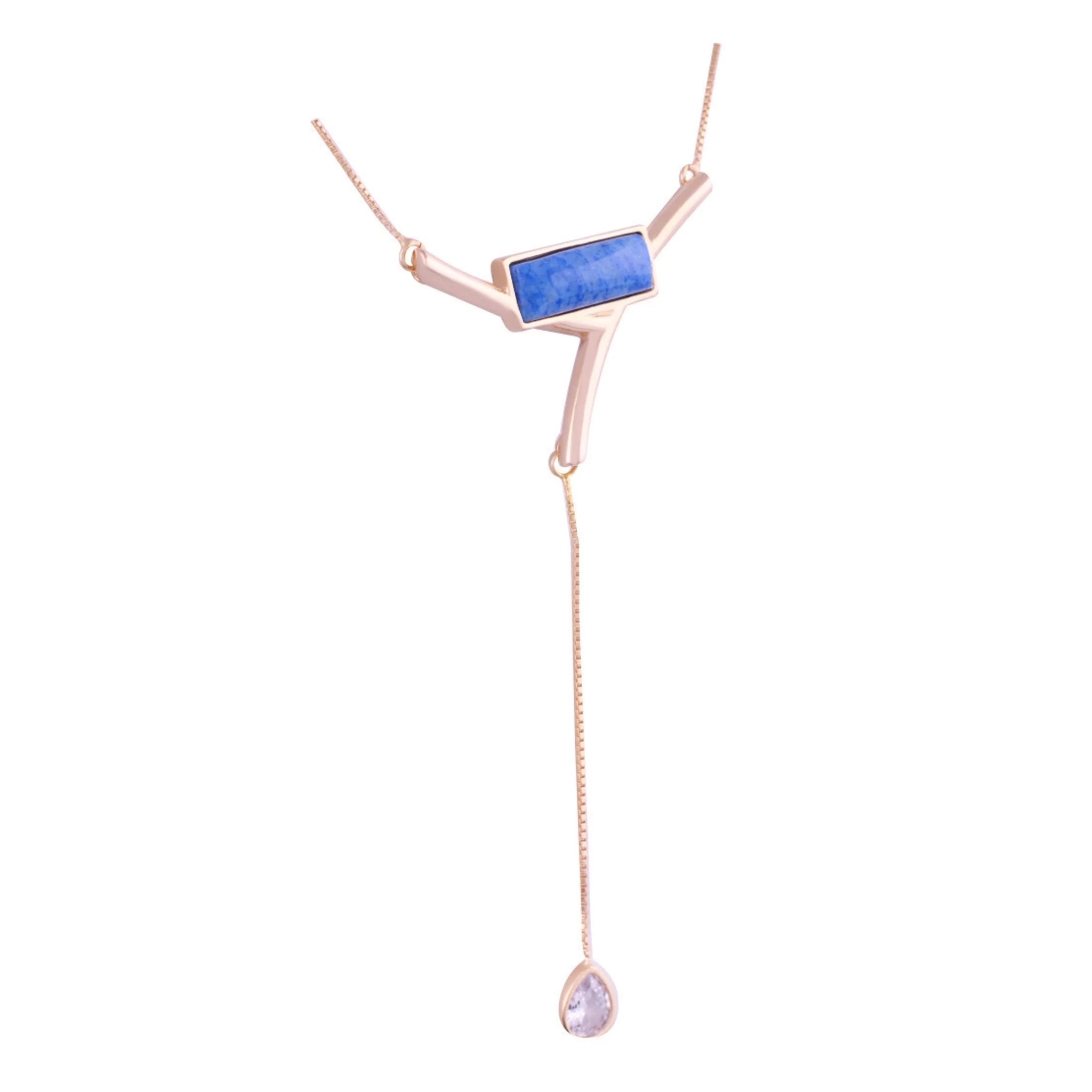 BLUE BIC FELDSPAR NECKLACE | GOLD PLATED | MINIMALIST | BRAINSTORM JEWELRY - Brainstorm Jewelry