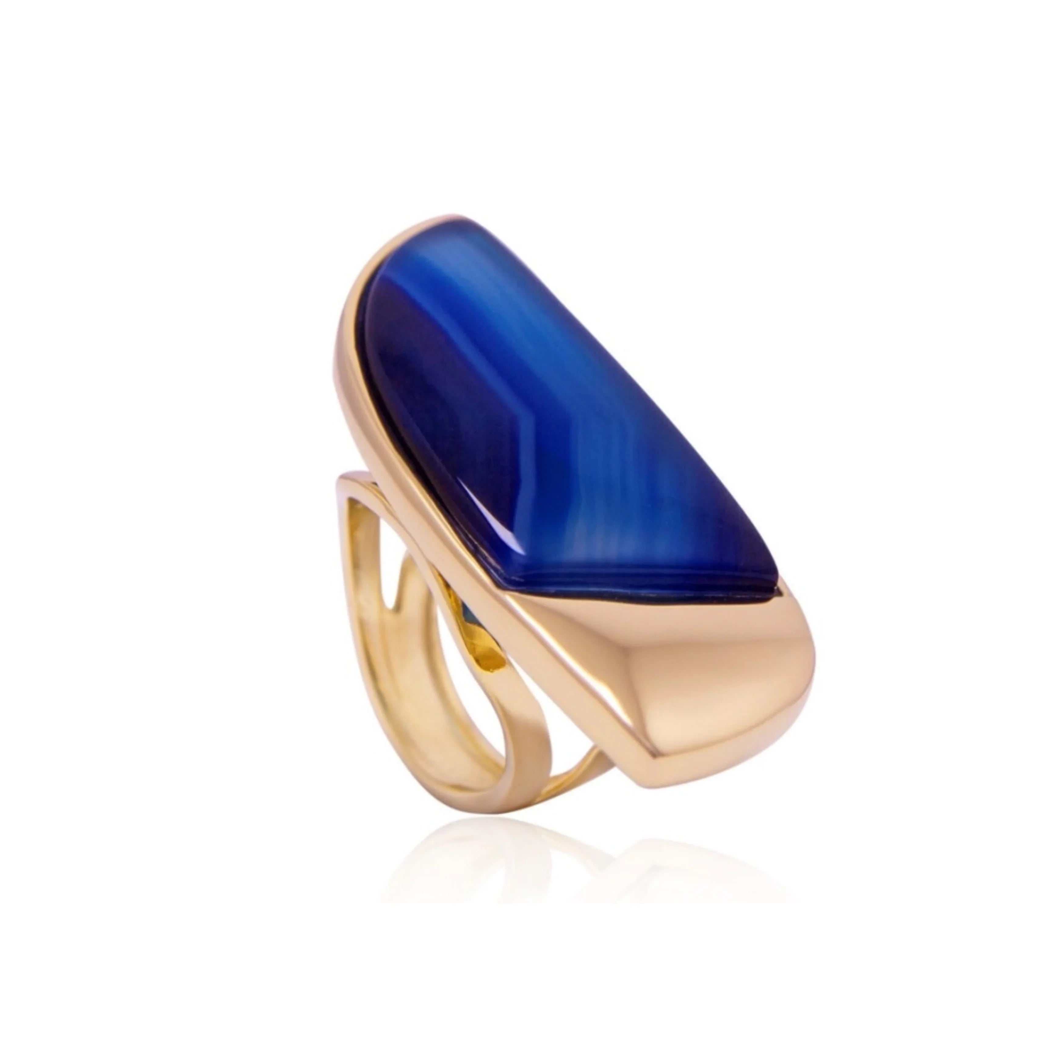 AGATE BLUE SKYLINE RING | GOLD PLATED | NYFW| BRAINSTORM JEWELRY - Brainstorm Jewelry