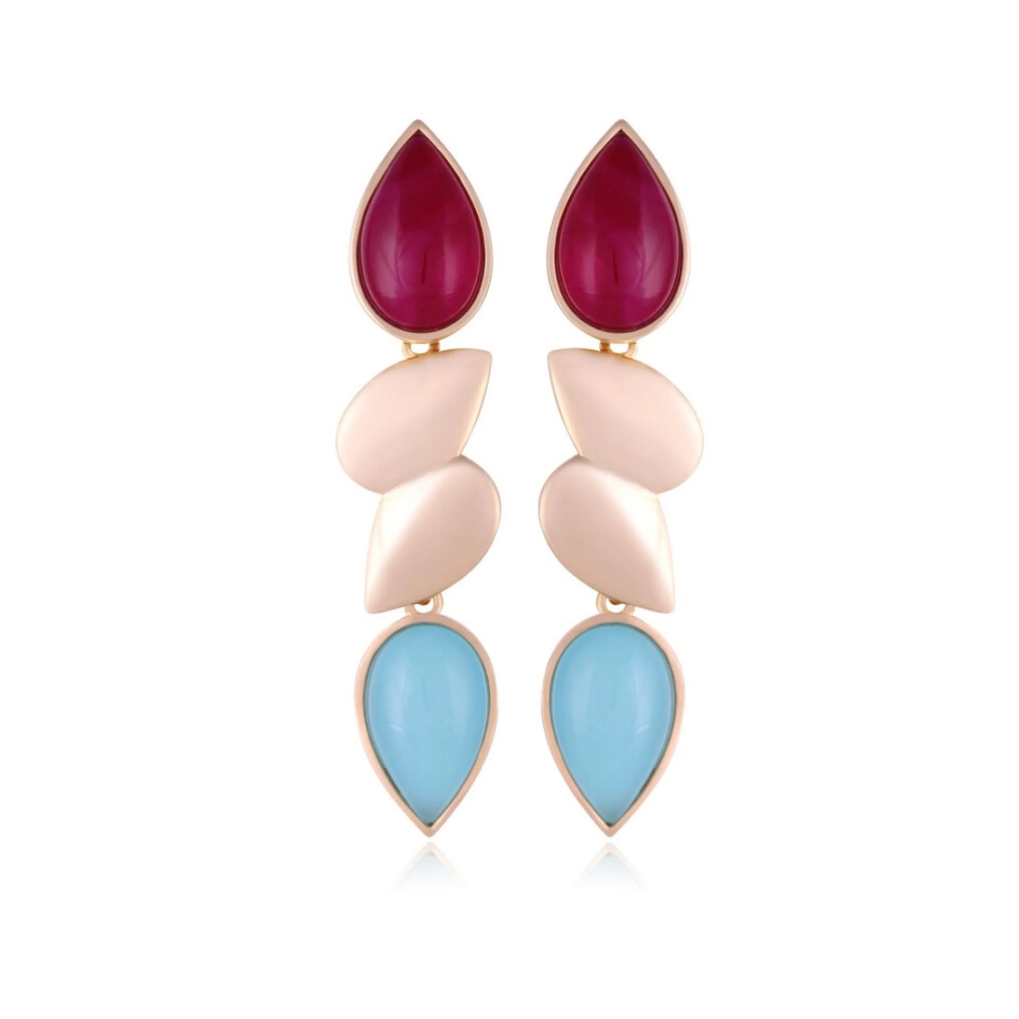 AGATE BLUE AND CHERRY CHARM EARRING | GOLD PLATED | OPULENCE | BRAINSTORM JEWELRY - Brainstorm Jewelry