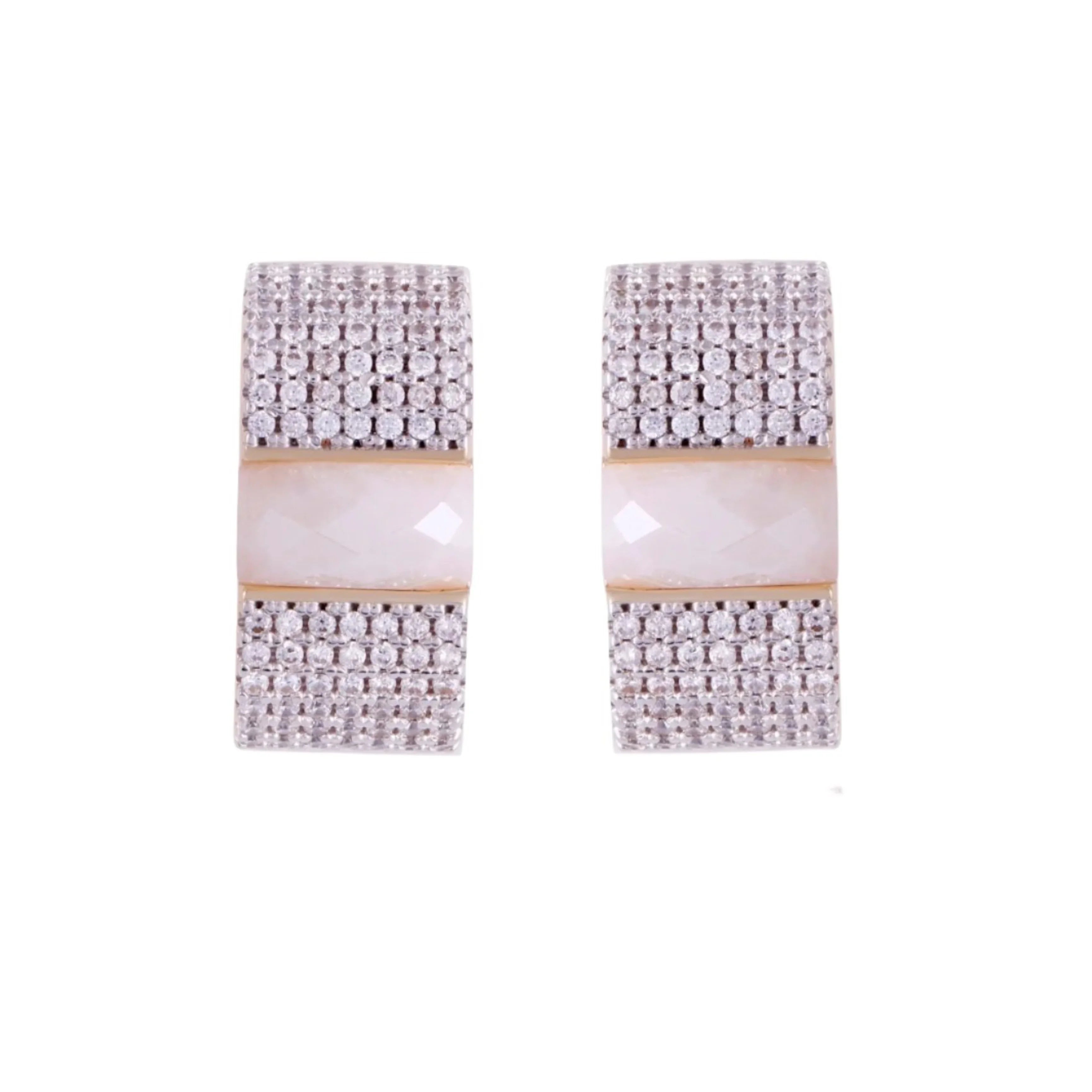 PEARLIZED DOLOMITE EARRING - GOLD PLATED - Brainstorm Jewelry