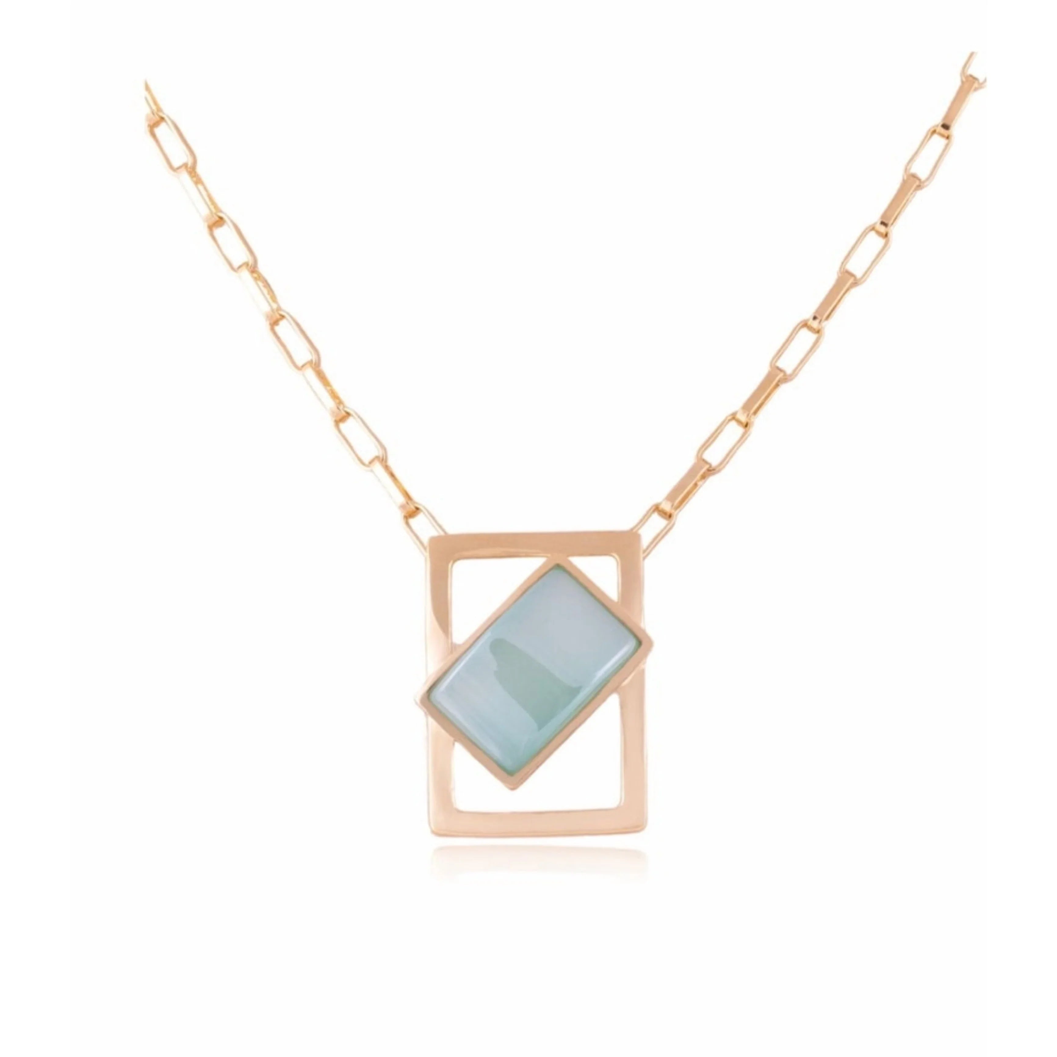 AGATE BLUE SKY RECTANGLE NECKLACE | GOLD PLATED | OPULENCE | BRAINSTORM JEWELRY - Brainstorm Jewelry