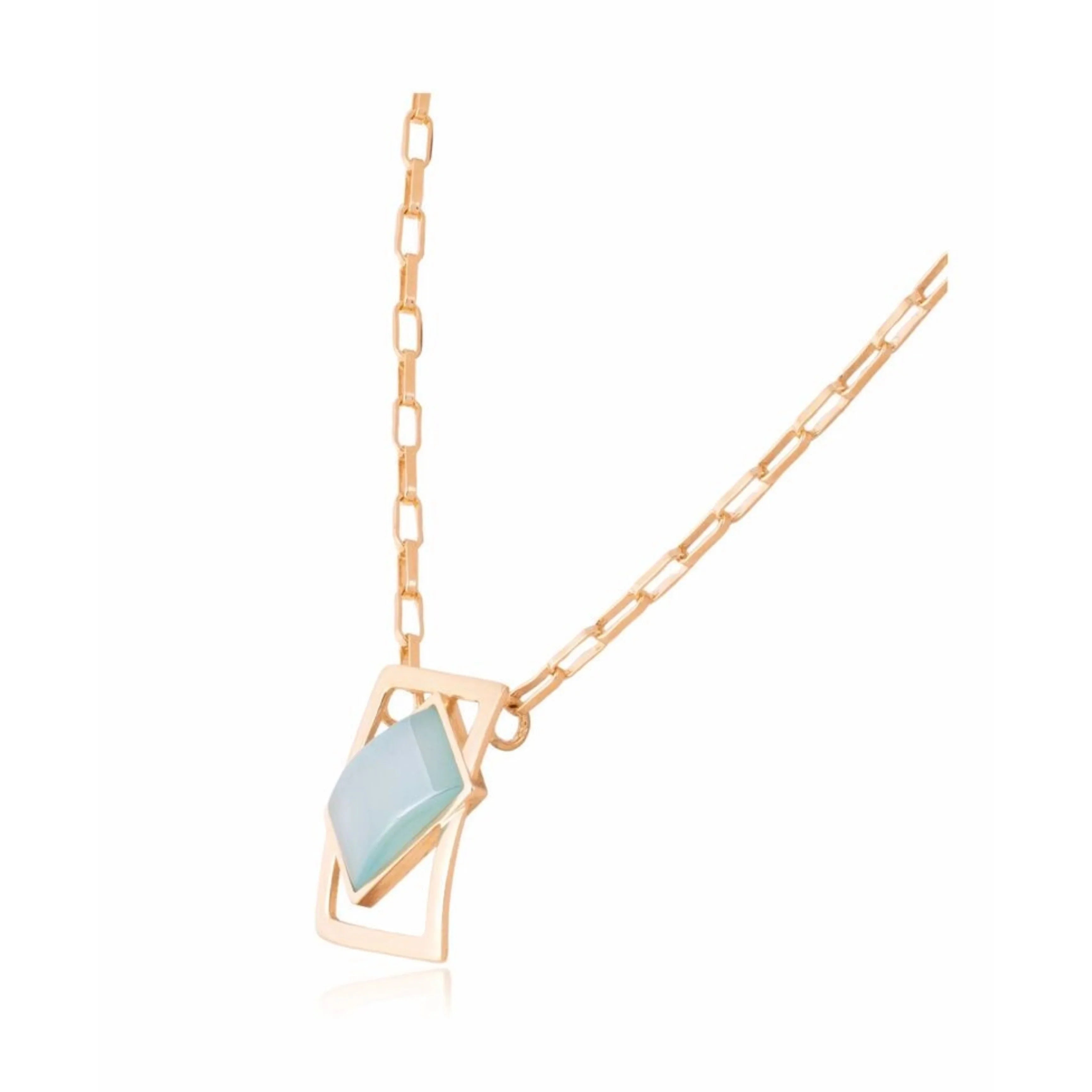 AGATE BLUE SKY RECTANGLE NECKLACE | GOLD PLATED | OPULENCE | BRAINSTORM JEWELRY - Brainstorm Jewelry