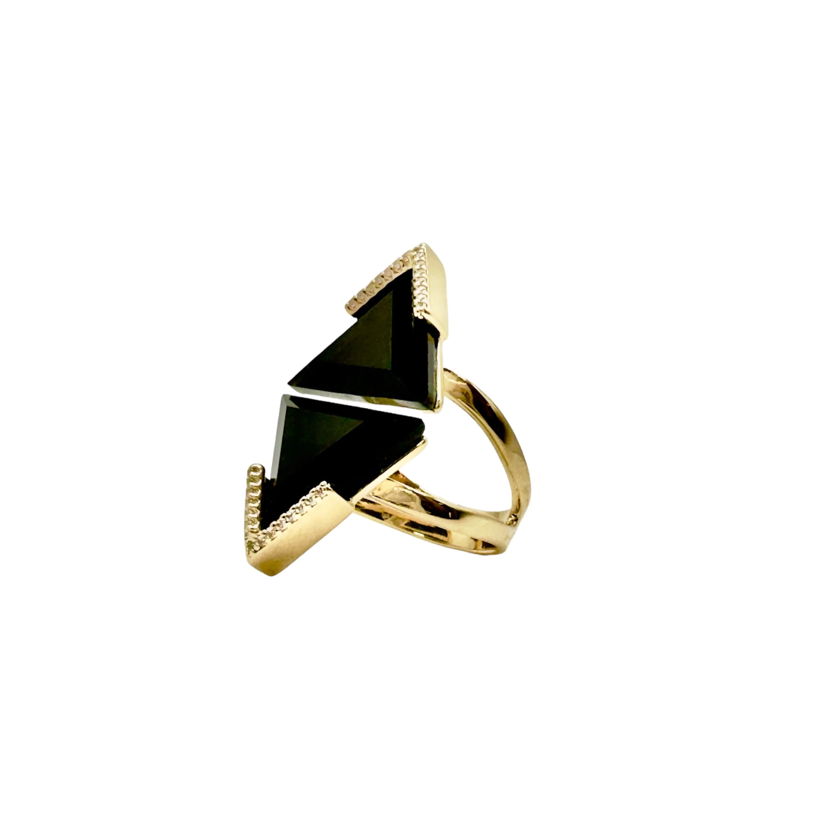 BLACK OBSIDIAN DUSK RING | GOLD PLATED | OPULENCE | BRAINSTORM JEWELRY - Brainstorm Jewelry