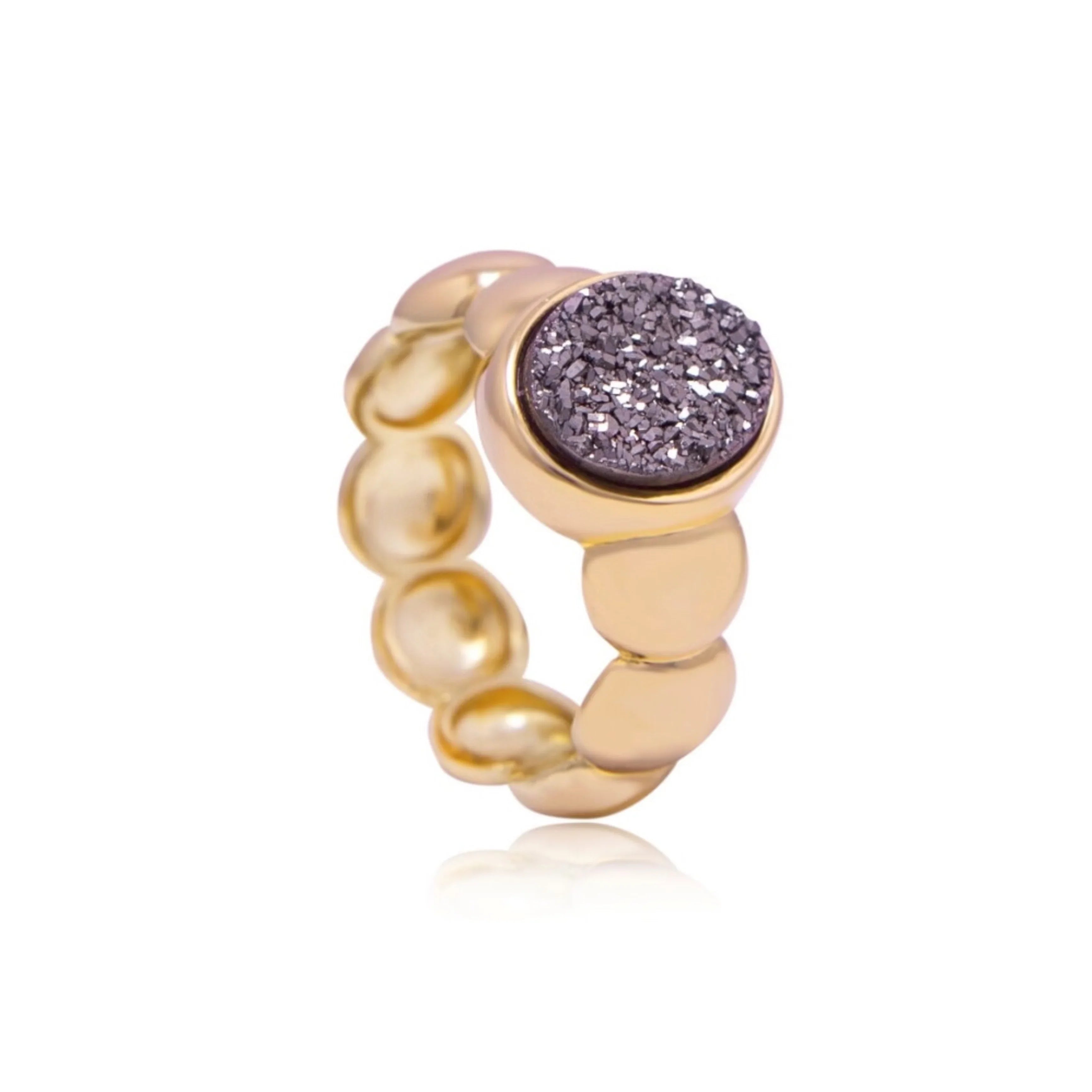 PLATINUM DRUSE GLINT SMALL RING | GOLD PLATED | NEW RADIANT RANGE | BRAINSTORM JEWELRY - Brainstorm Jewelry