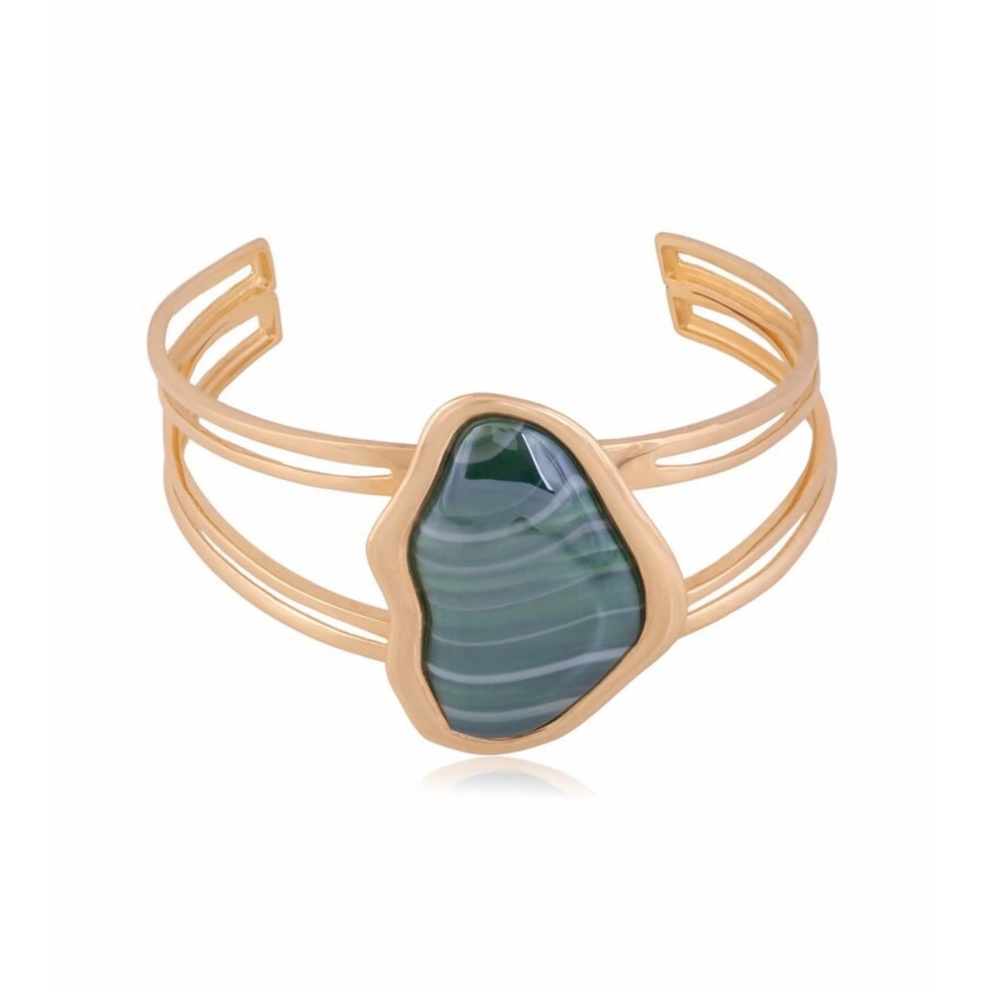 GREEN AGATE UPPER EAST BRACELET | GOLD PLATED | NYFW | BRAINSTORM JEWELRY - Brainstorm Jewelry