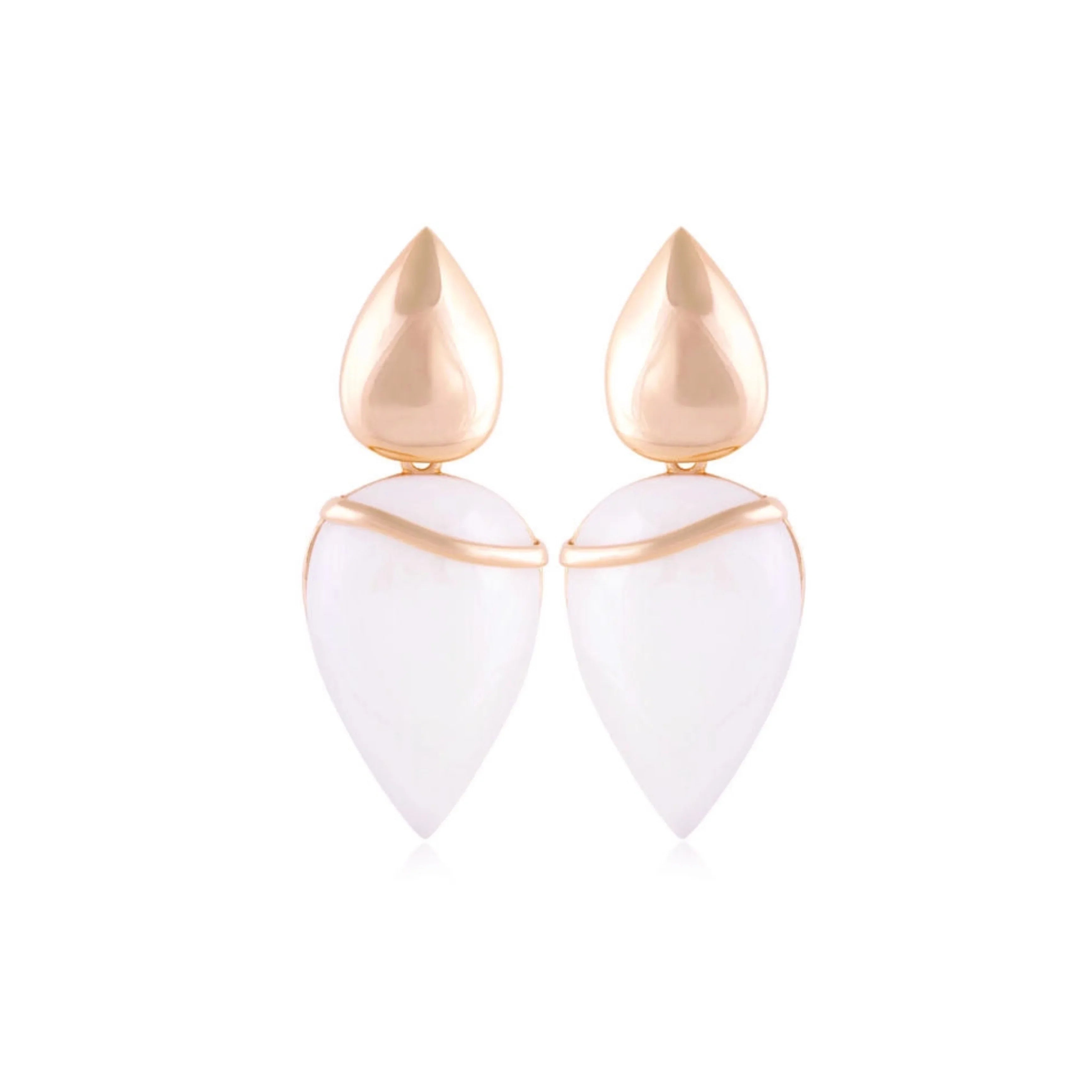 WHITE PORCELAIN METROPOLITAN EARRING | GOLD PLATED | NYFW | BRAINSTORM JEWELRY - Brainstorm Jewelry
