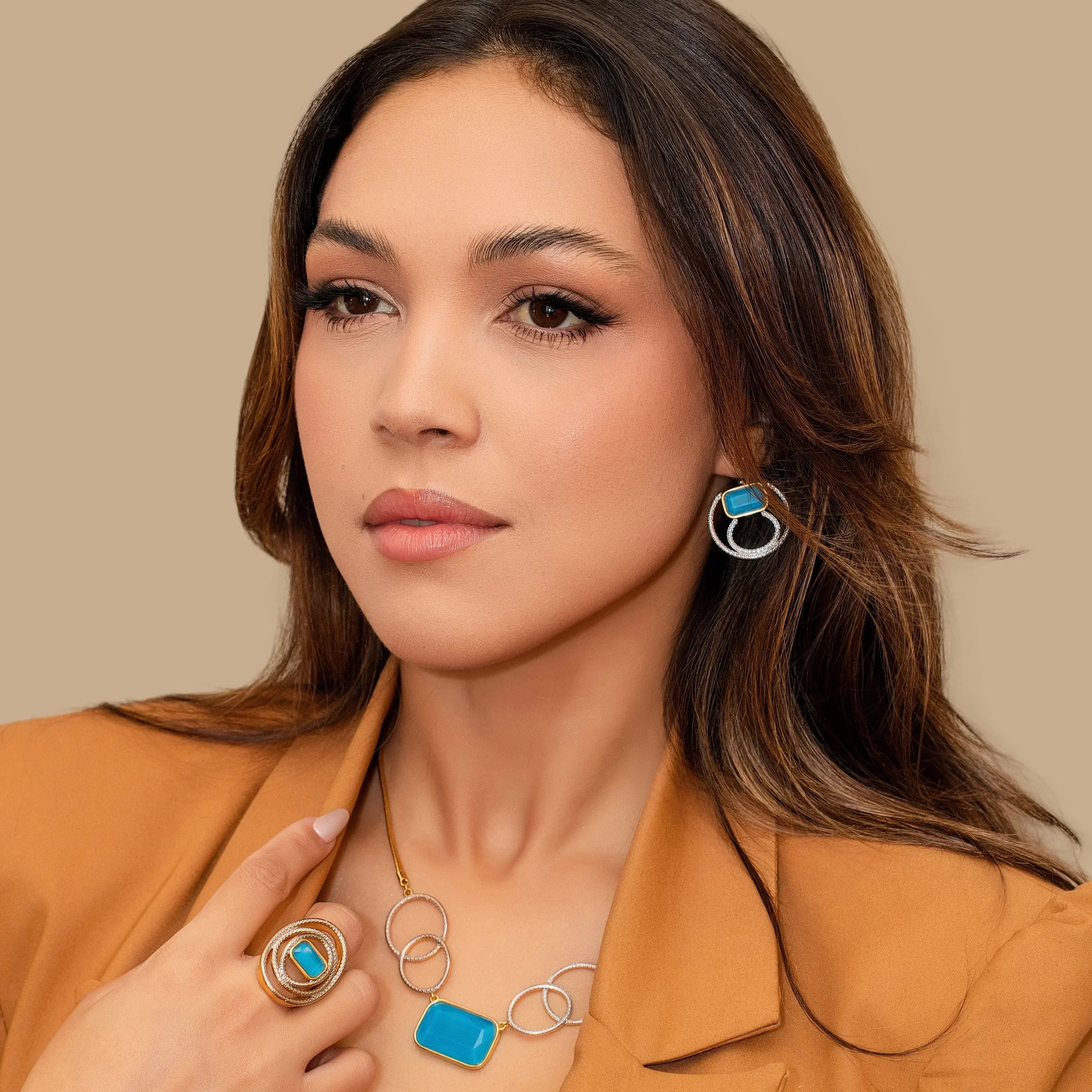 TURQUOISE BLUE QUARTZ HUDSON WHISPER NECKLACE | GOLD PLATED | NYFW | BRAINSTORM JEWELRY - Brainstorm Jewelry