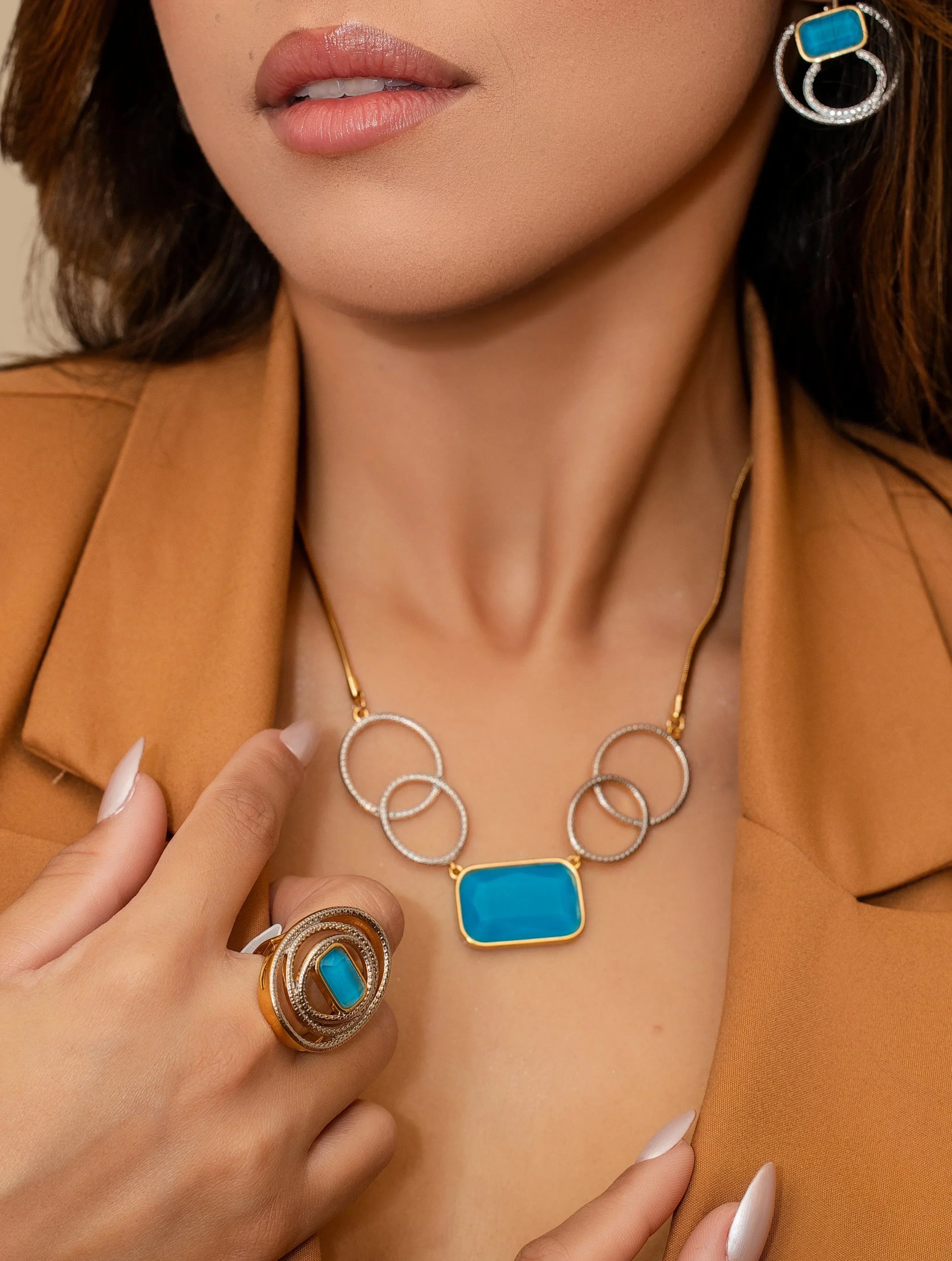 TURQUOISE BLUE QUARTZ HUDSON WHISPER NECKLACE | GOLD PLATED | NYFW | BRAINSTORM JEWELRY - Brainstorm Jewelry