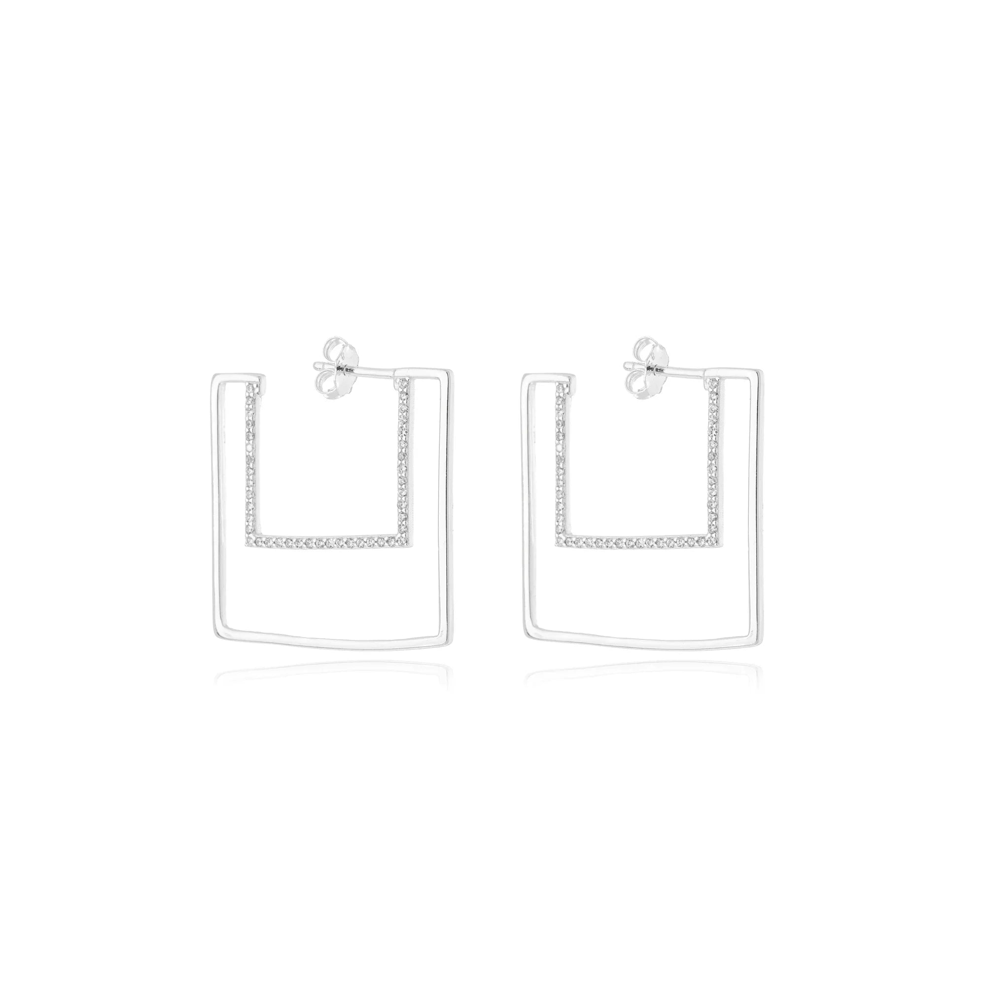 DOUBLE SQUARE HOOP EARRING | SILVER | ETERNAL LOVE | BRAINSTORM JEWELRY - Brainstorm Jewelry