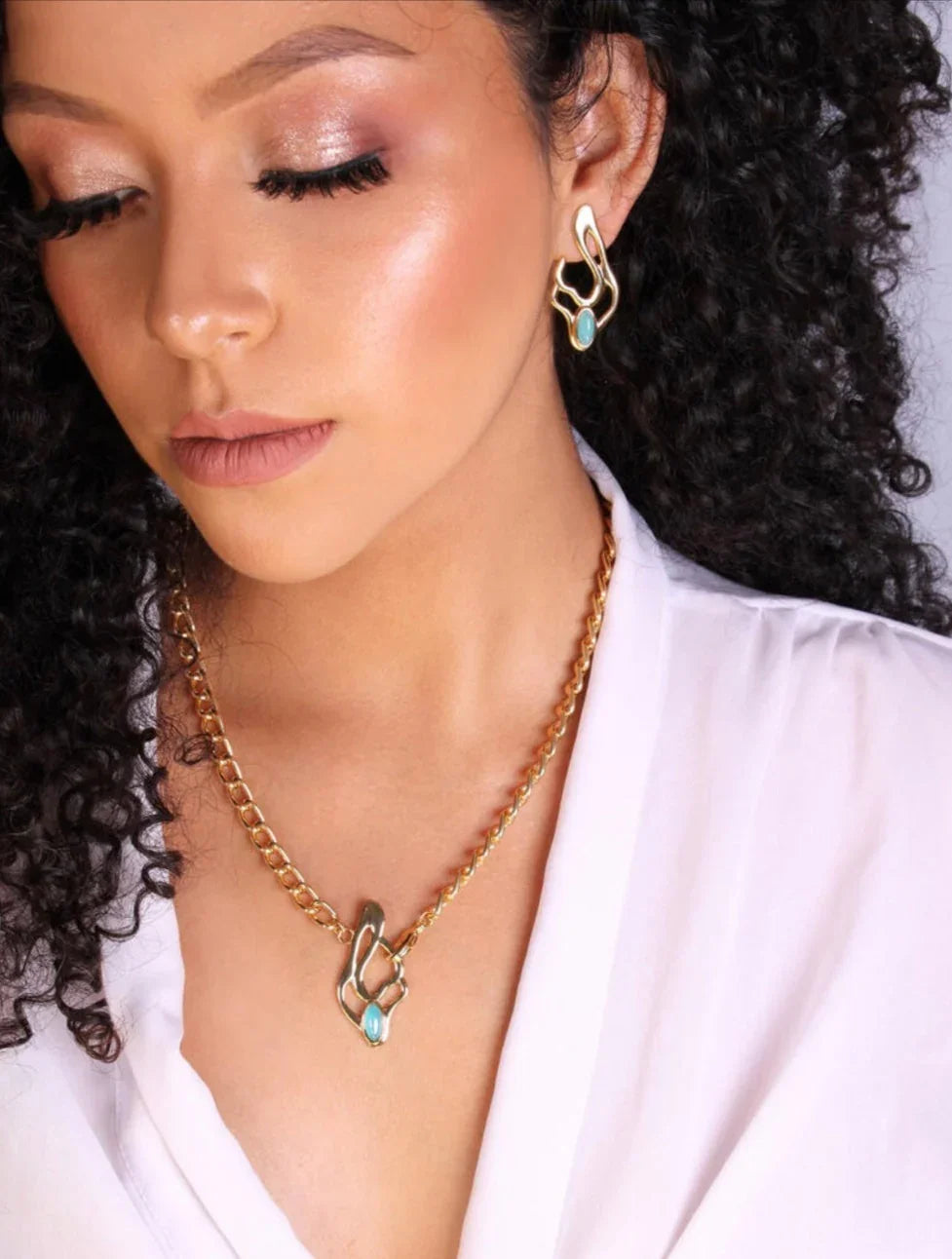 AQUAMARINE WAVECREST NECKLACE | GOLD PLATED | NYFW | BRAINSTORM JEWELRY - Brainstorm Jewelry