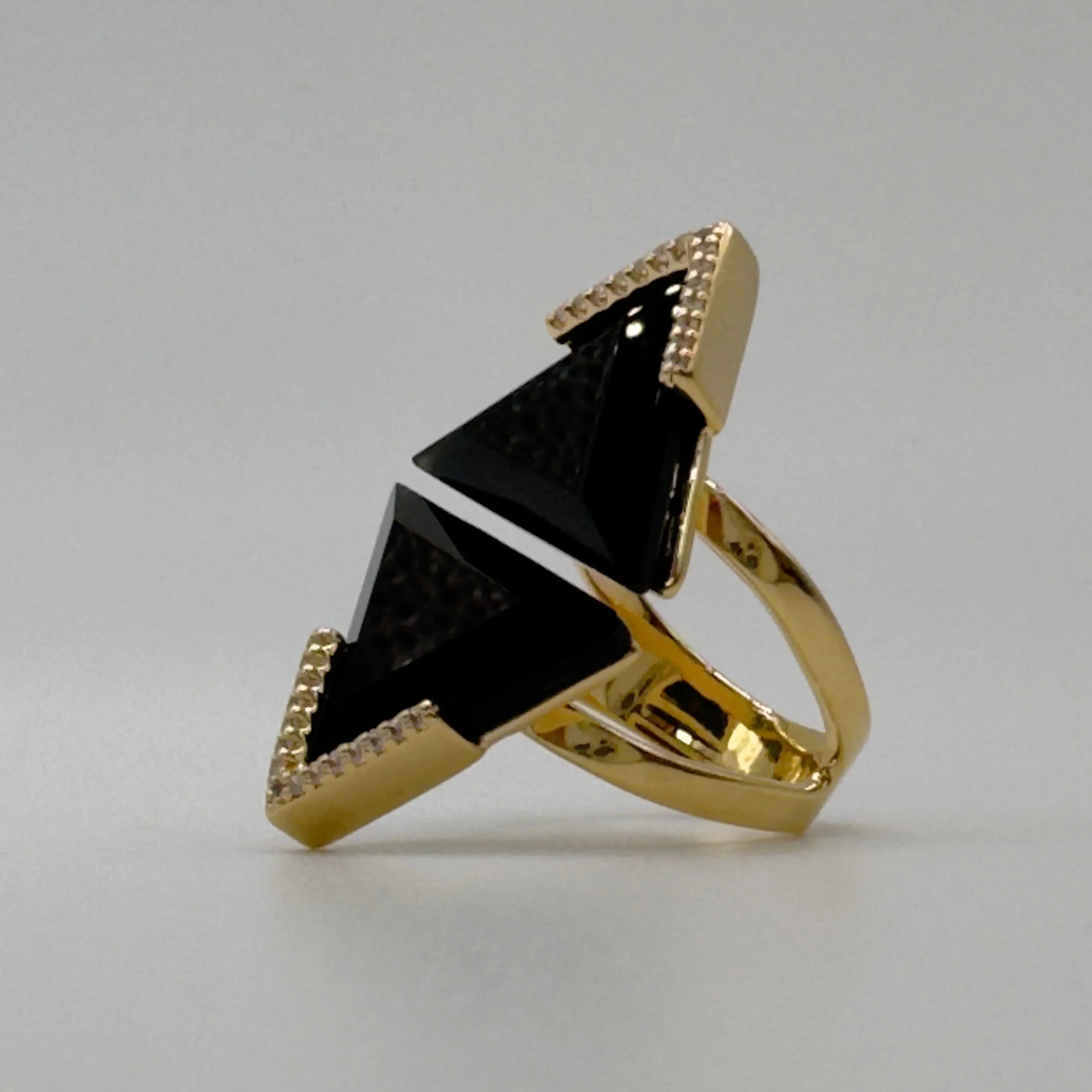 BLACK OBSIDIAN DUSK RING | GOLD PLATED | OPULENCE | BRAINSTORM JEWELRY - Brainstorm Jewelry
