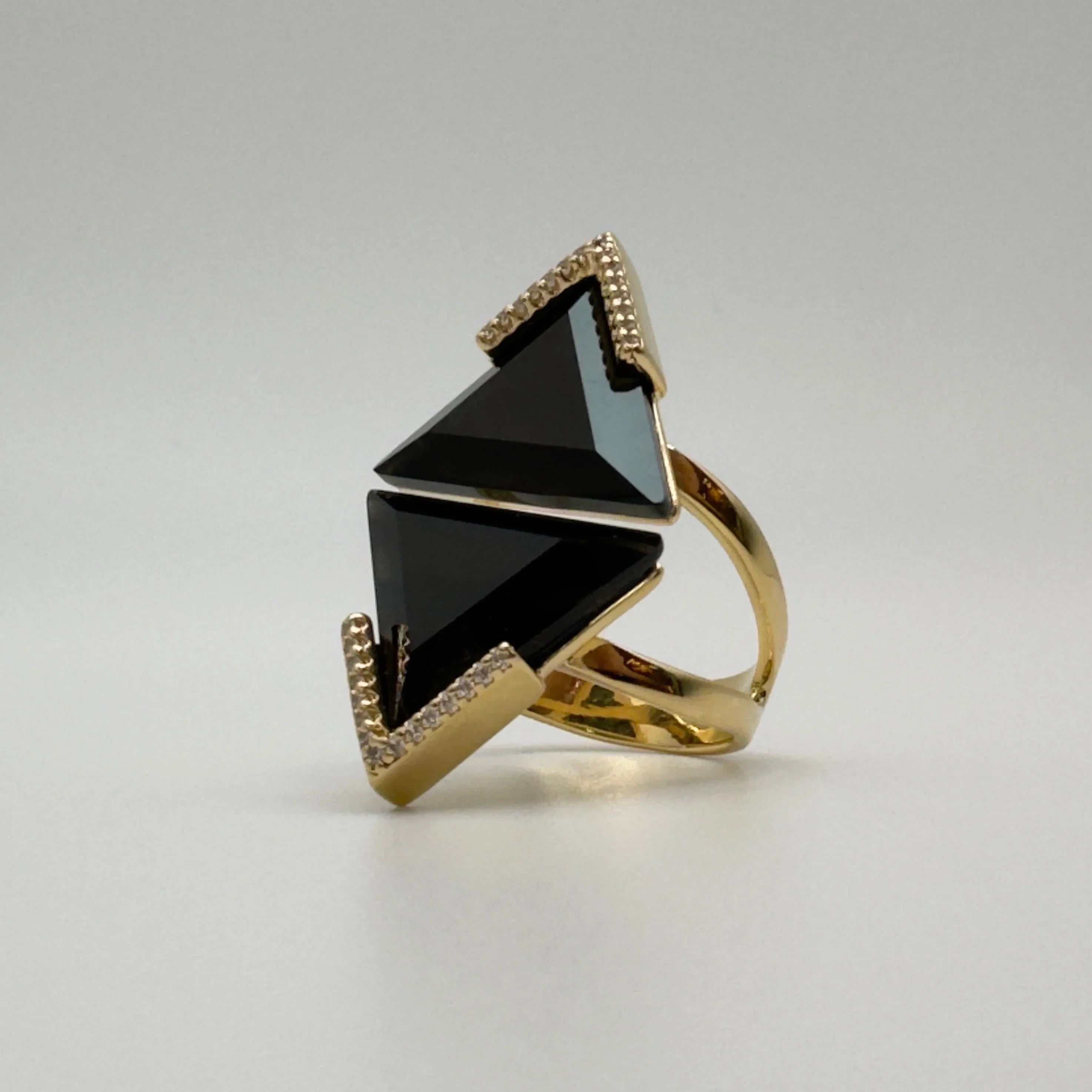 BLACK OBSIDIAN DUSK RING | GOLD PLATED | OPULENCE | BRAINSTORM JEWELRY - Brainstorm Jewelry