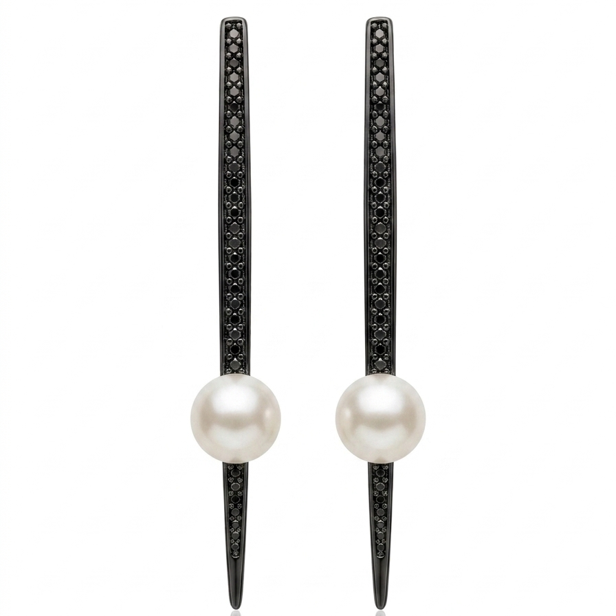 PEARL LUMINARY EARRING | BLACK RHODIUM | ECLIPSE | BRAINSTORM JEWELRY