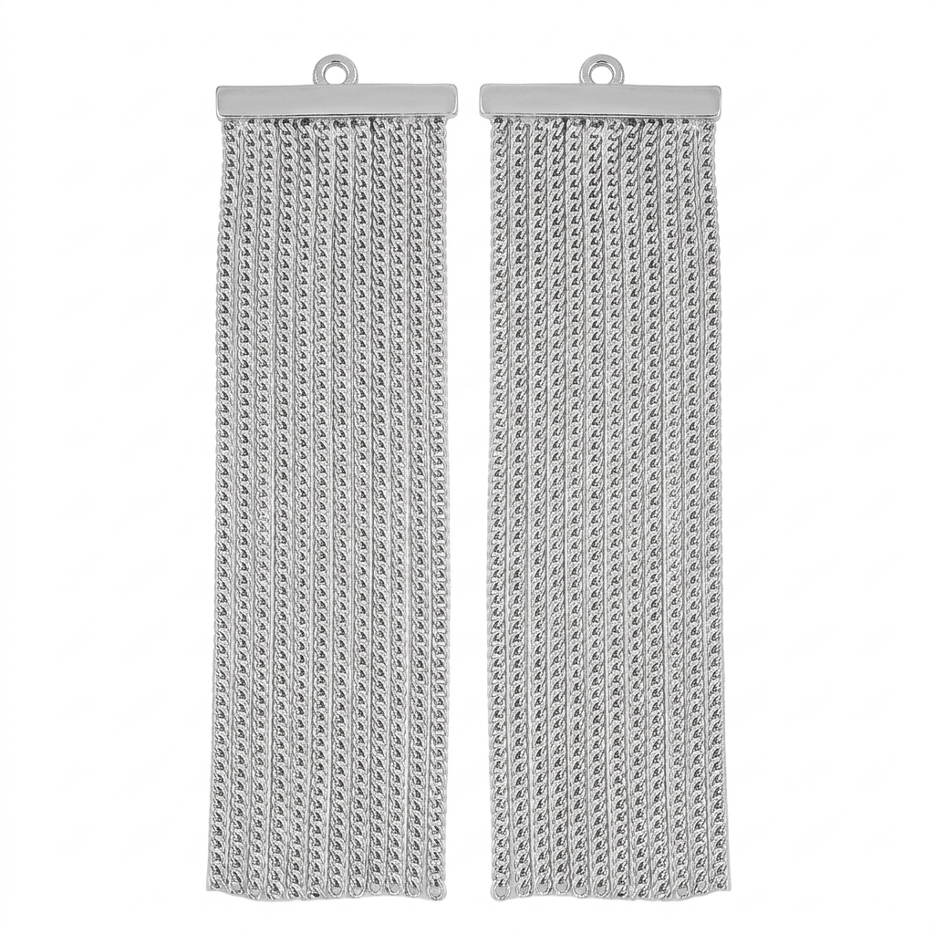 LONG THICK FRINGE EARRING ATTACHMENT – FRINGE ONLY | WHITE RHODIUM | OPULENCE | BRAINSTORM JEWELRY (Cópia)