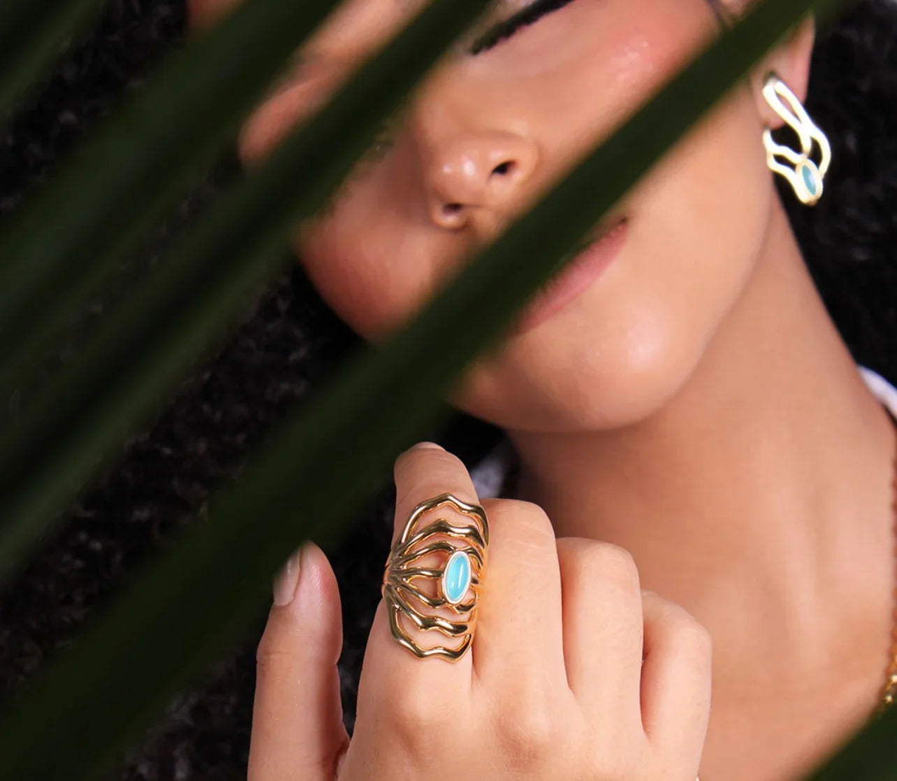 AQUAMARINE WAVECREST RING | GOLD PLATED | NYFW | BRAINSTORM JEWELRY - Brainstorm Jewelry