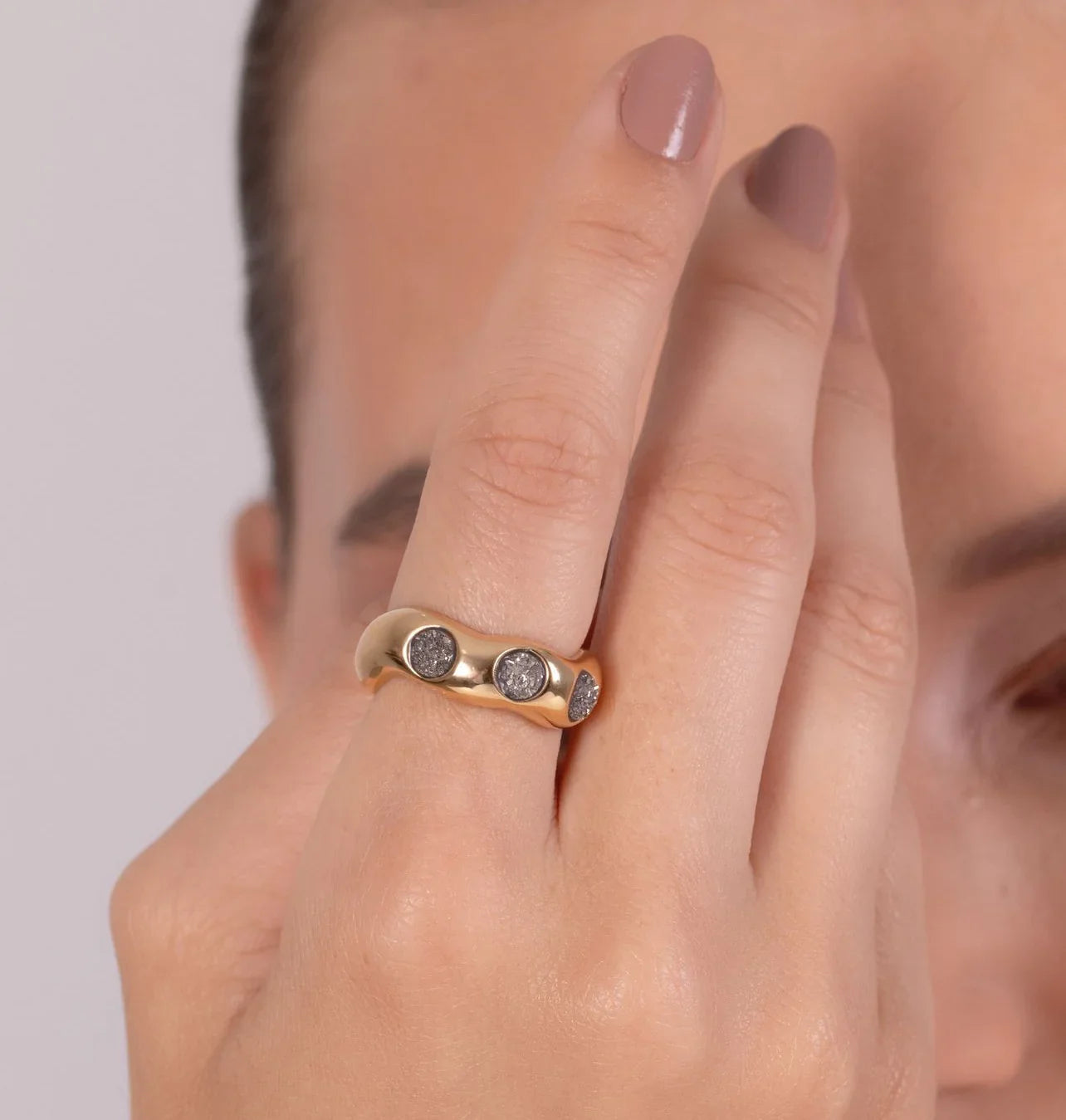 PLATINUM DRUSE TWINKLE RING | GOLD PLATED | NEW RADIANT RANGE | BRAINSTORM JEWELRY - Brainstorm Jewelry
