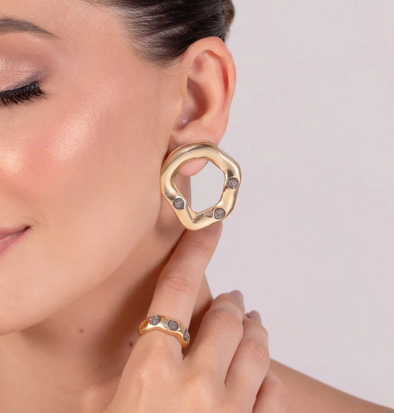 PLATINUM DRUSE TWINKLE RING | GOLD PLATED | NEW RADIANT RANGE | BRAINSTORM JEWELRY - Brainstorm Jewelry