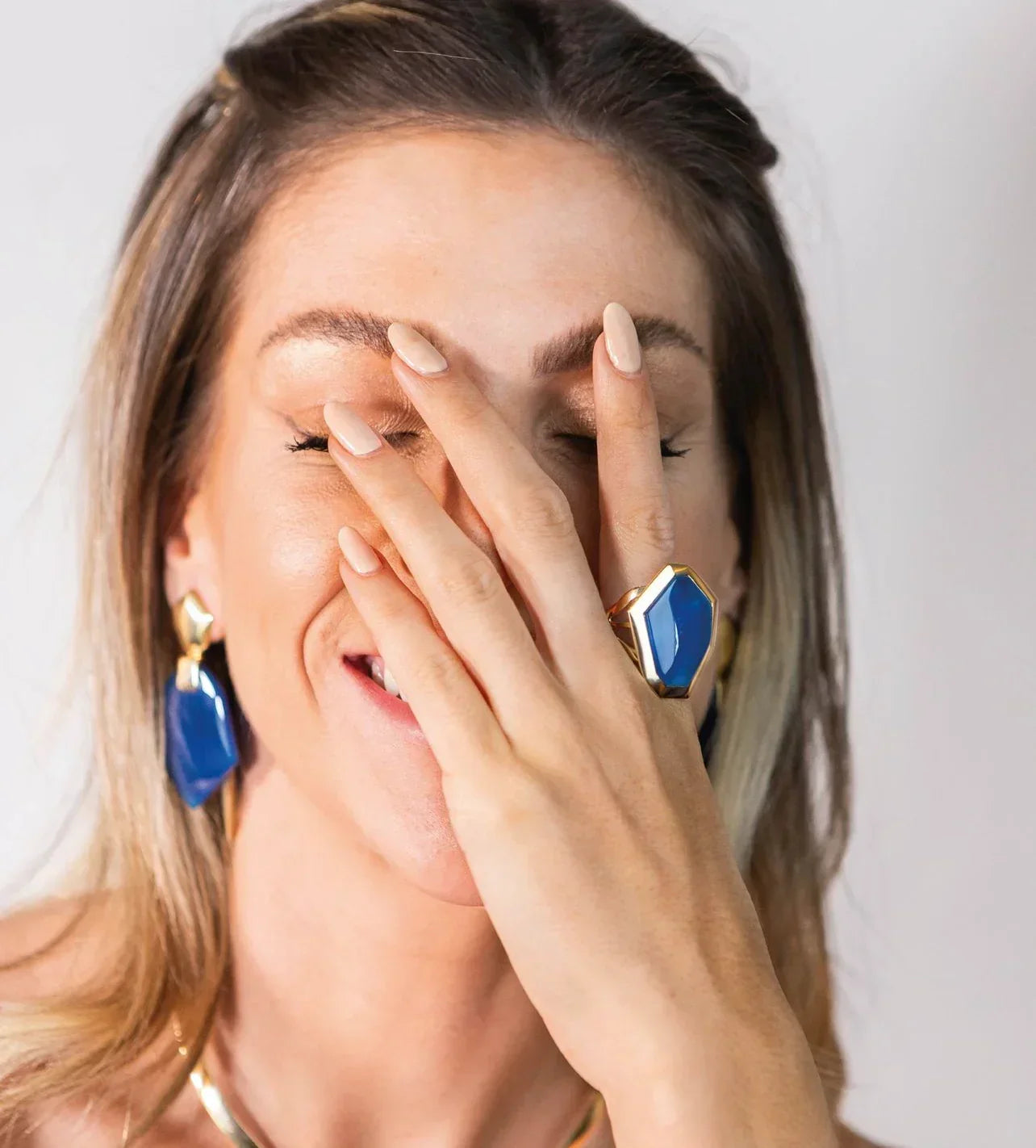 BLUE AGATE SUBLIME EARRING | GOLD PLATED | OPULENCE | BRAINSTORM JEWELRY - Brainstorm Jewelry