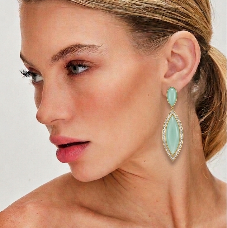 BLUE QUARTZ PERFECT EARRING | GOLD PLATED | OPULENCE | BRAINSTORM JEWELRY