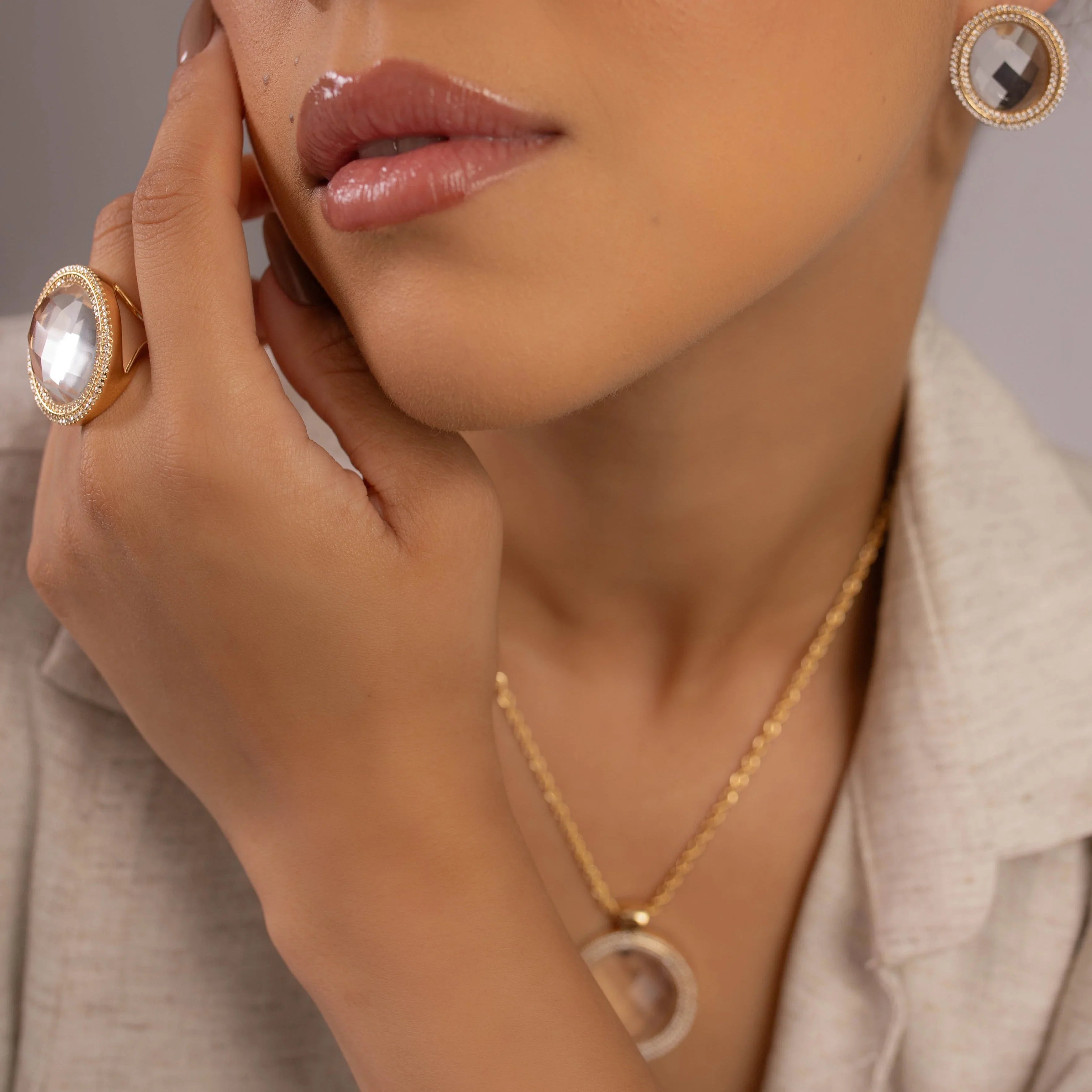 ROCKY CRYSTAL GREENWICH RING | GOLD PLATED | NYFW | BRAINSTORM JEWELRY - Brainstorm Jewelry