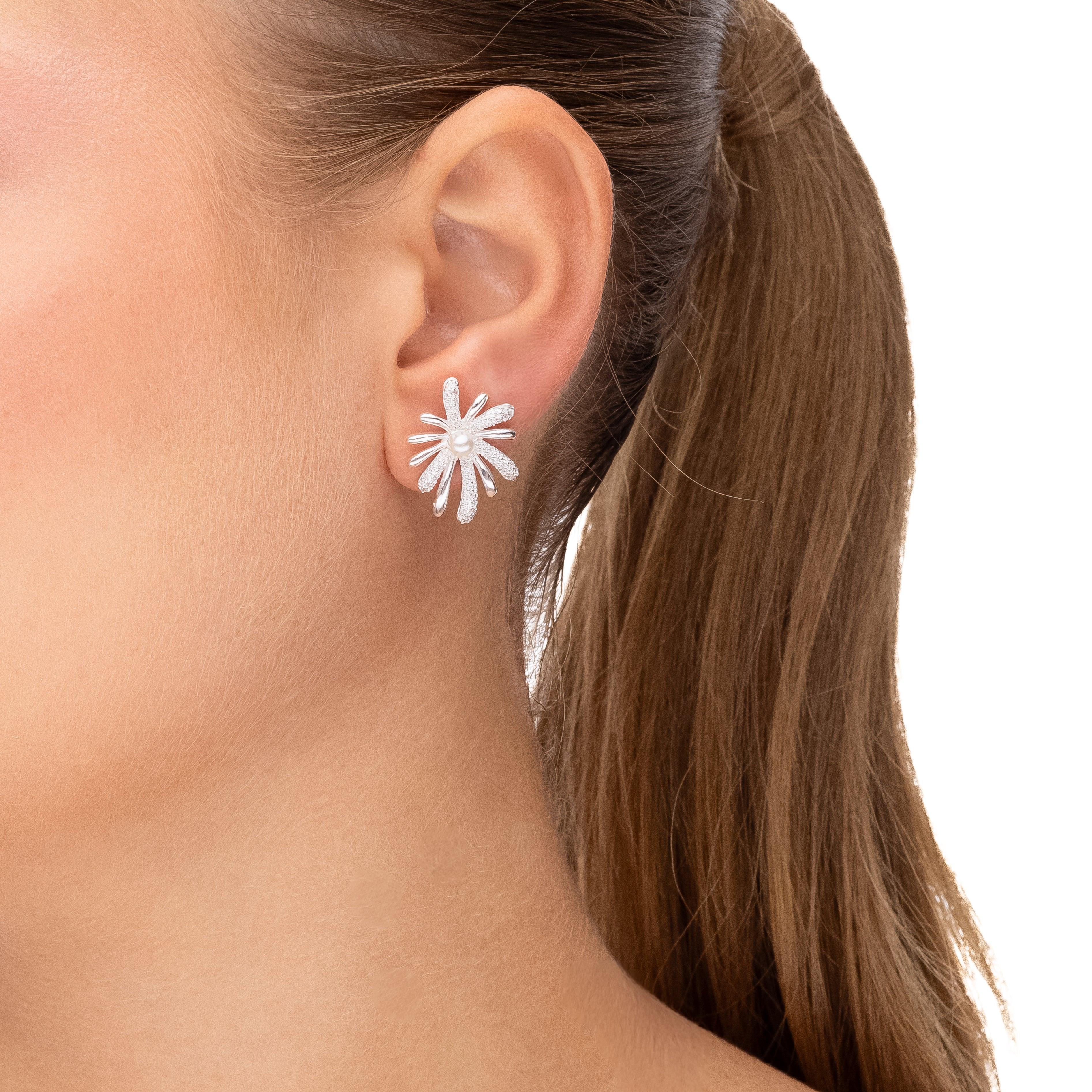 PEARL AND ZIRCONIA PASSION EARRING | SILVER | ETERNAL LOVE| BRAINSTORM JEWELRY - Brainstorm Jewelry