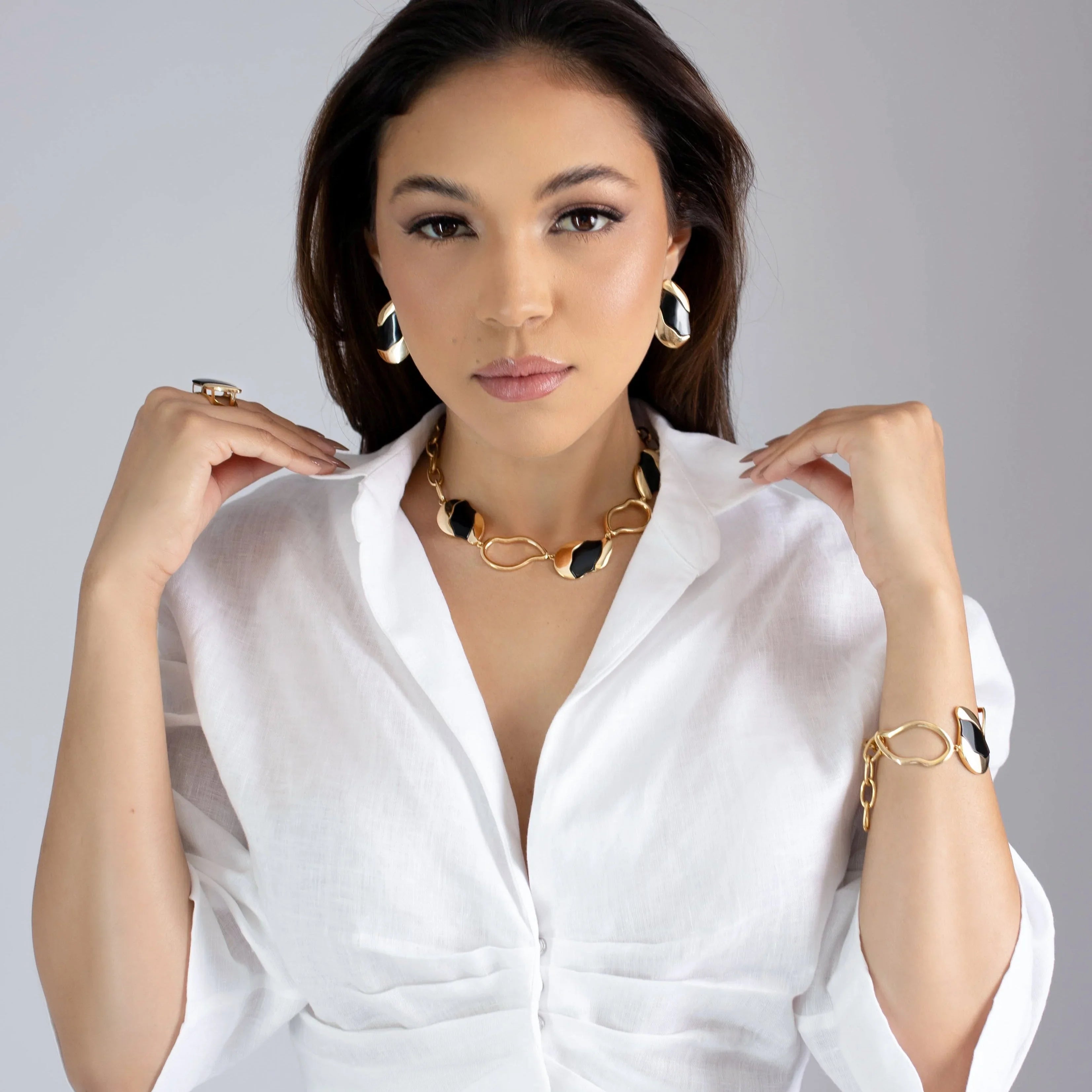 BLACK OBSIDIAN MANHATTAN NECKLACE - GOLD PLATED | NYFW | BRAINSTORM JEWELRY - Brainstorm Jewelry